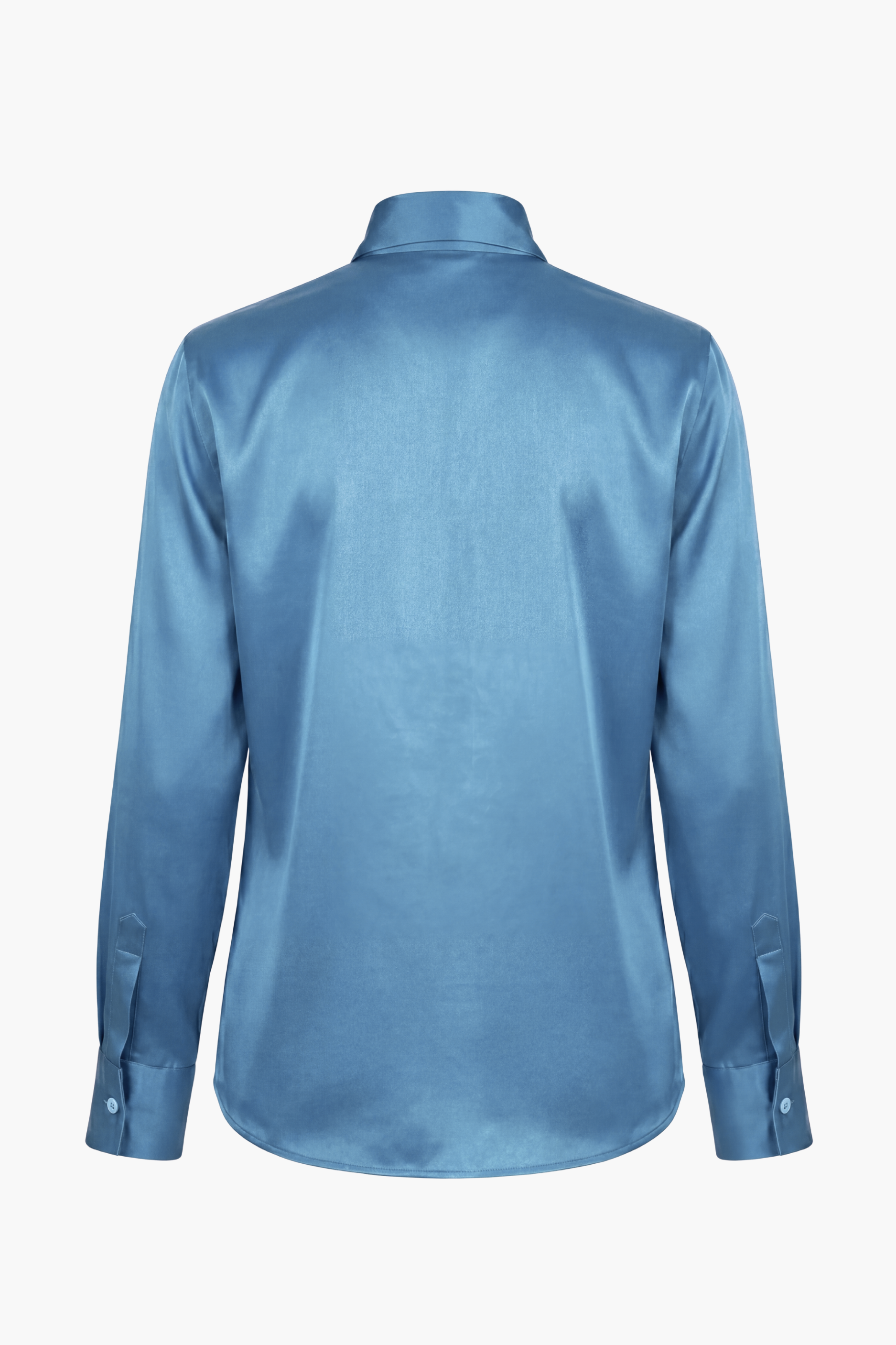 Product image of the back of the Azure blue silk shirt