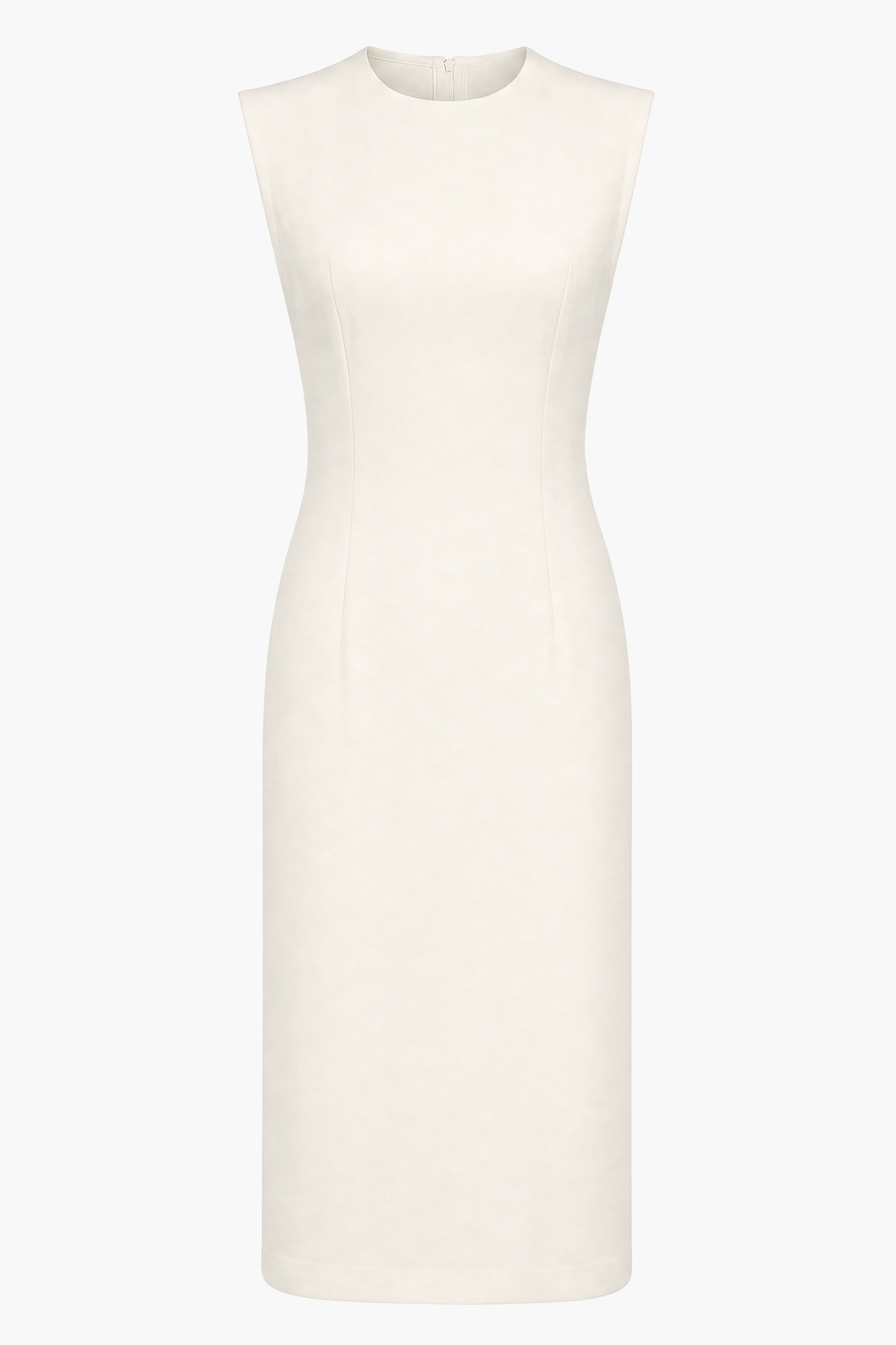 Classic sheath dress in cream crepe de chine - front image