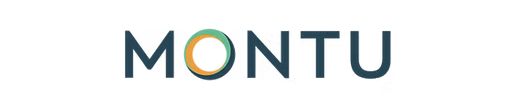 Logo with the word 'MONTU' in stylized letters, with the 'O' featuring a swirl design.