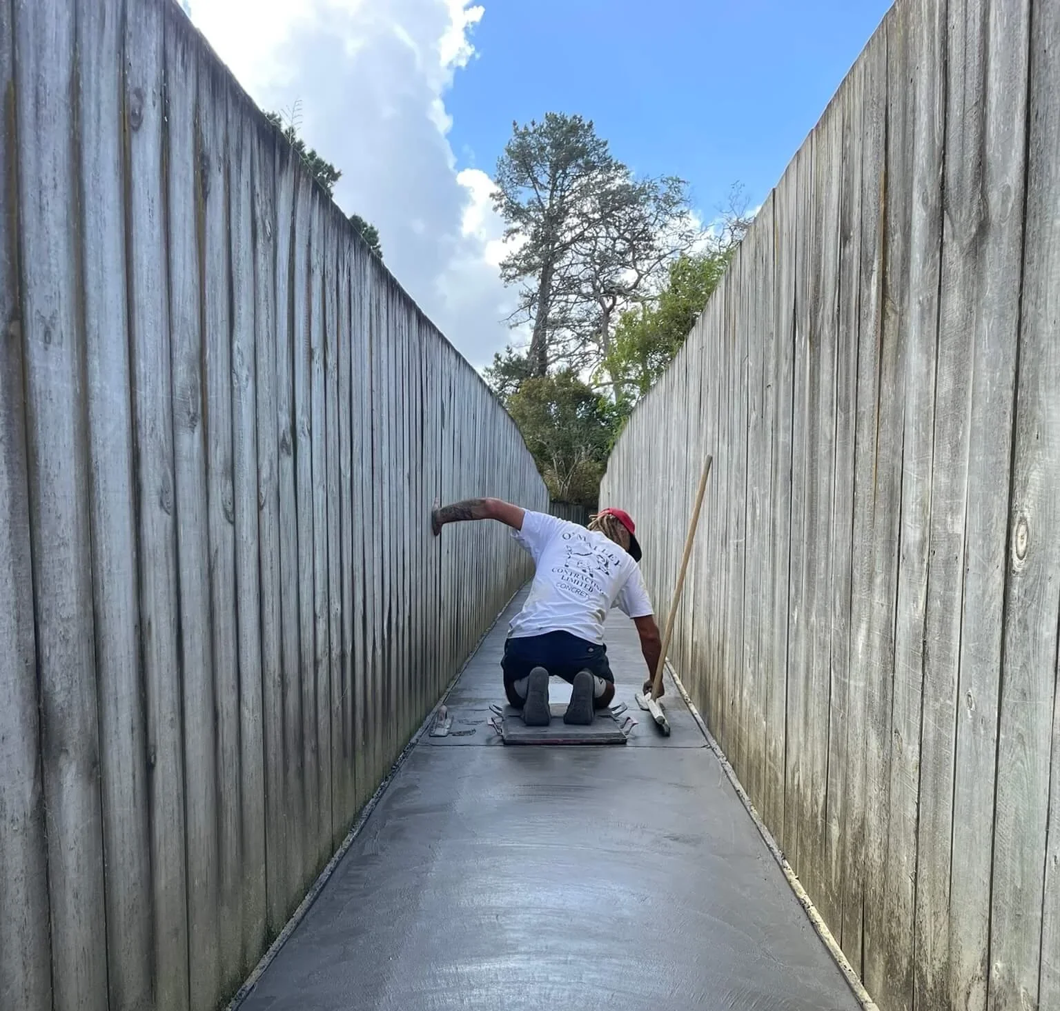 Peter O'Malley finishing concrete surface