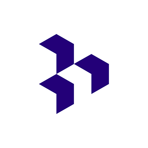 A geometric logo composed of dark blue angular shapes forming an abstract 'S' shape on a white background.