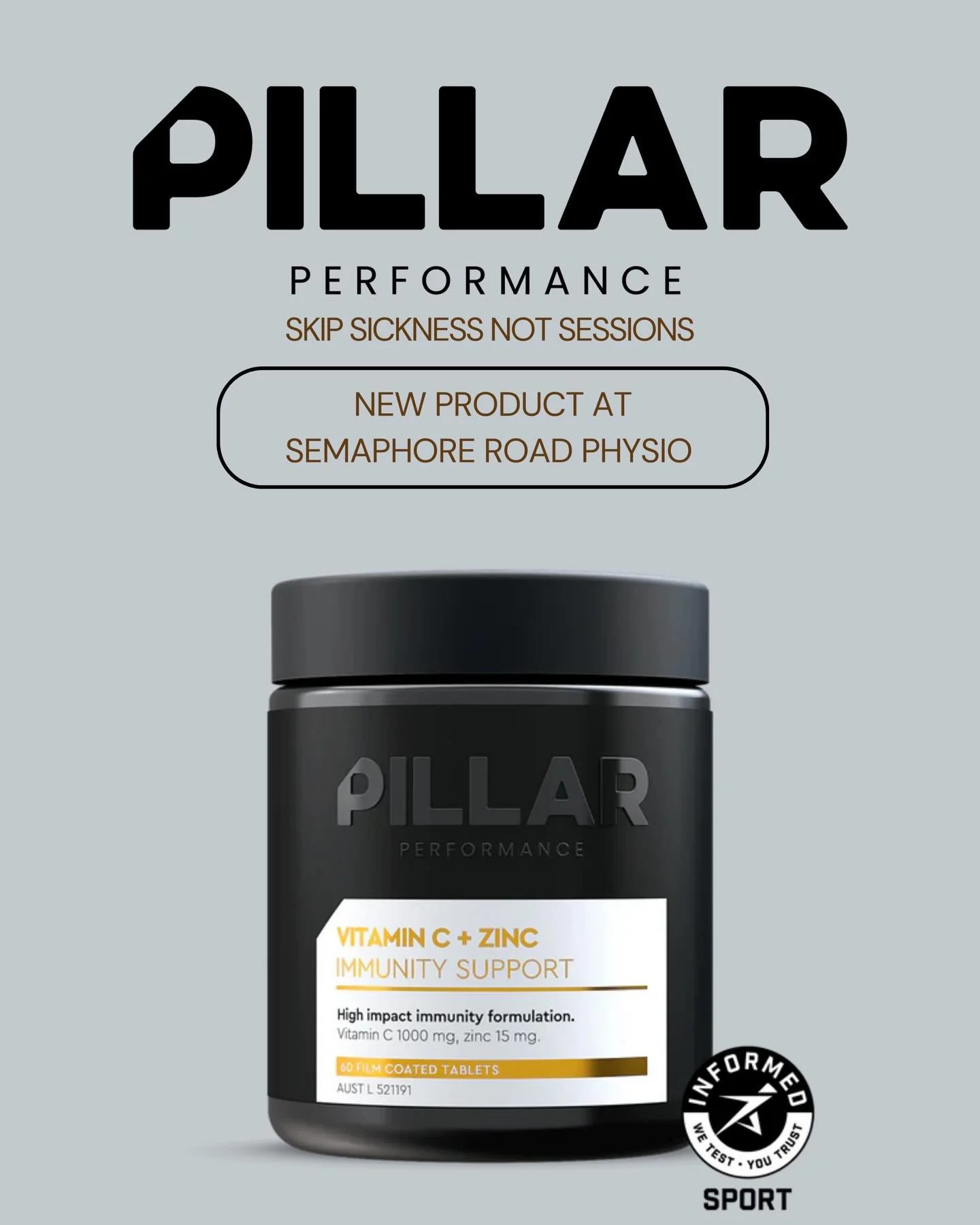 ✨ NEW ✨

Looking to boost your immune health? 👀

We&rsquo;ve got you covered. Pillar Vitamin C + Zinc is now available in clinic.

📍Semaphore Rd Physio