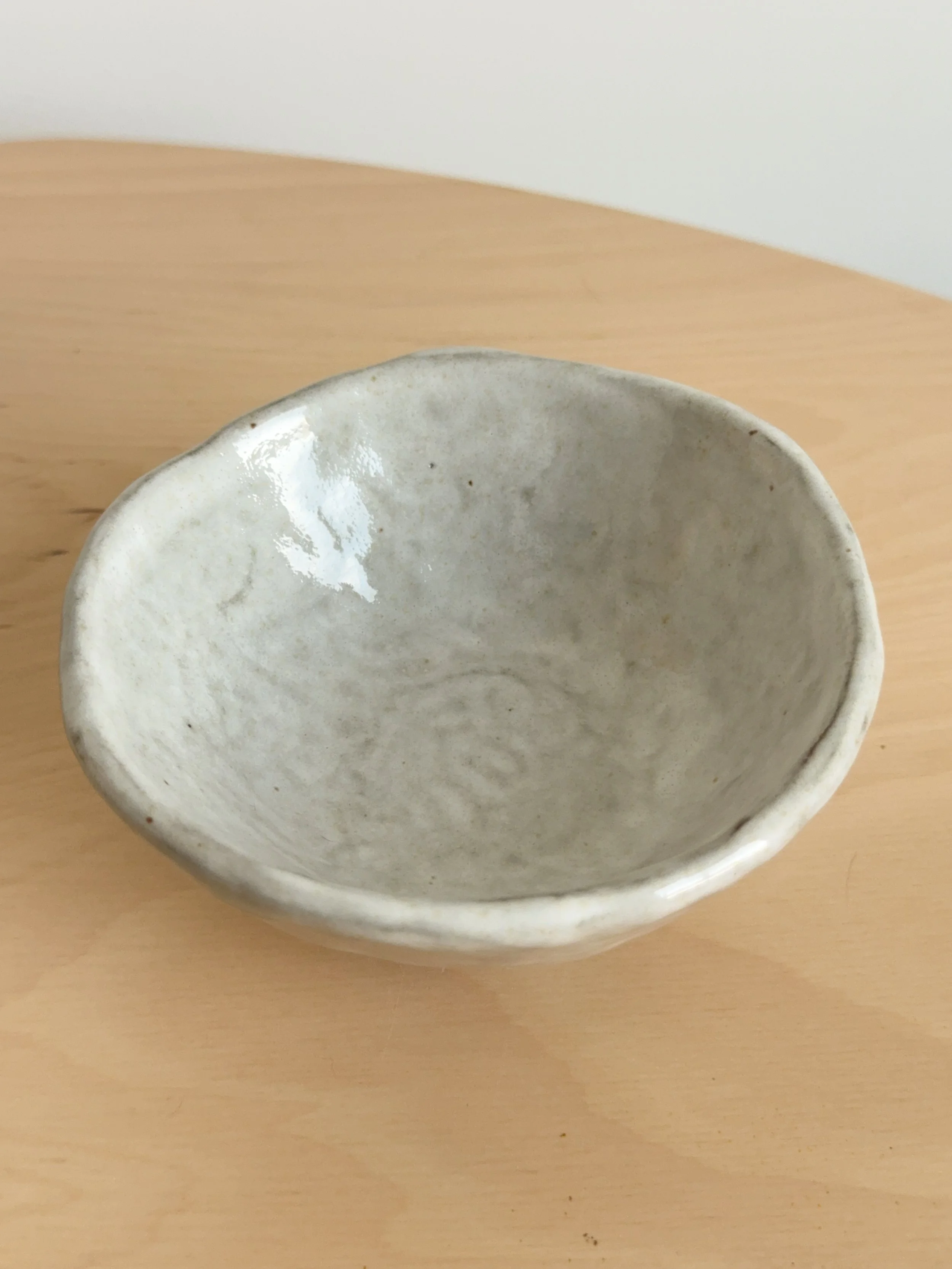 pinch bowl white chiffon glaze inside .JPG