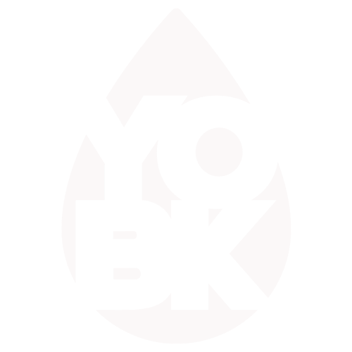 Bold letters "YOBK" inside a droplet shape, possibly a logo design.