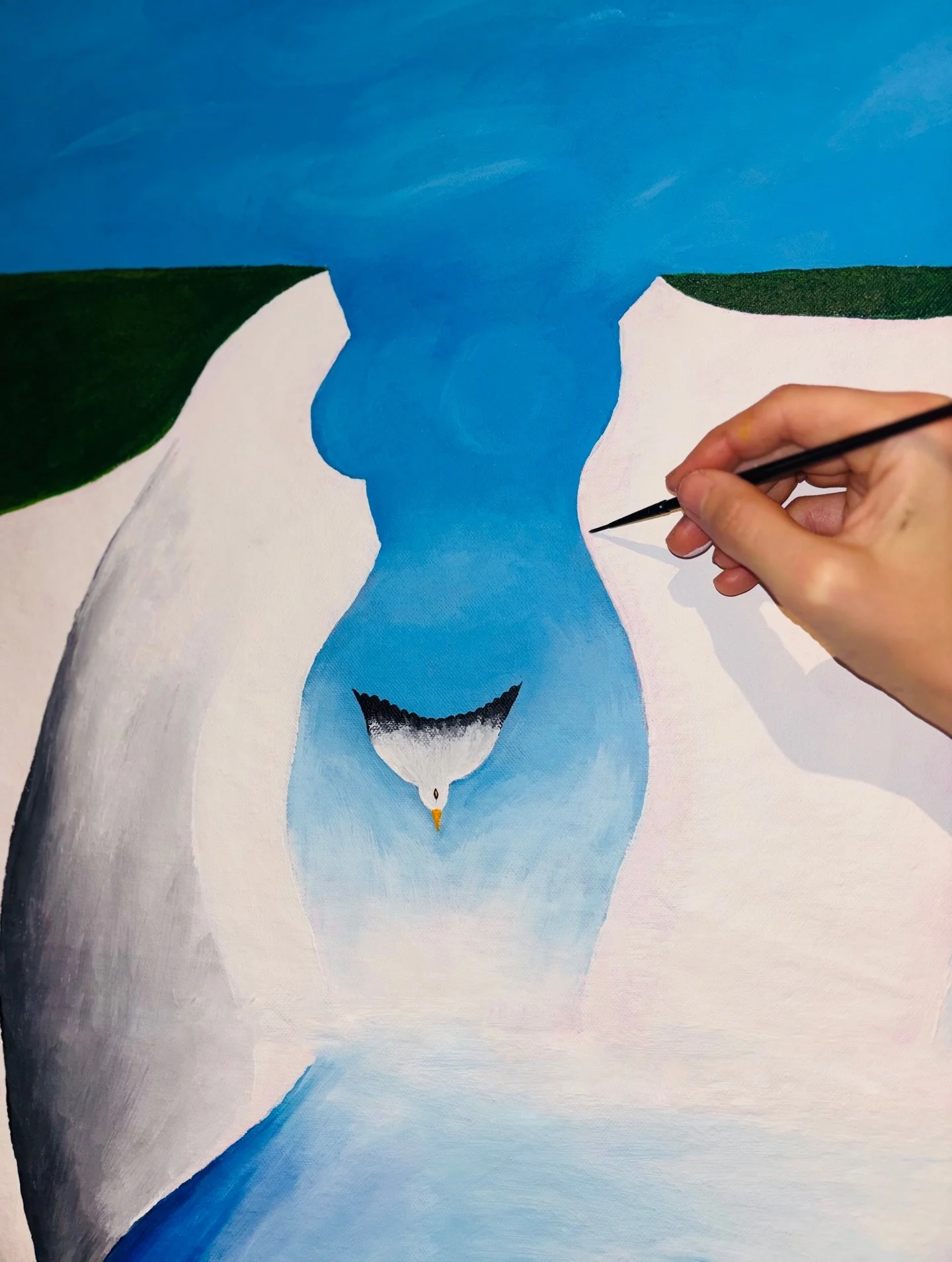 "Where should we draw the line between dream and reality?"
 
Details from my new surrealist piece
Inspired by Jane Graverol - L'Esprit Saint 🕊️ 
90 x 150 cm
Acrylic on canvas 
London, 2026

Stay tuned for more 🌱

#new #art #surrealism #pa