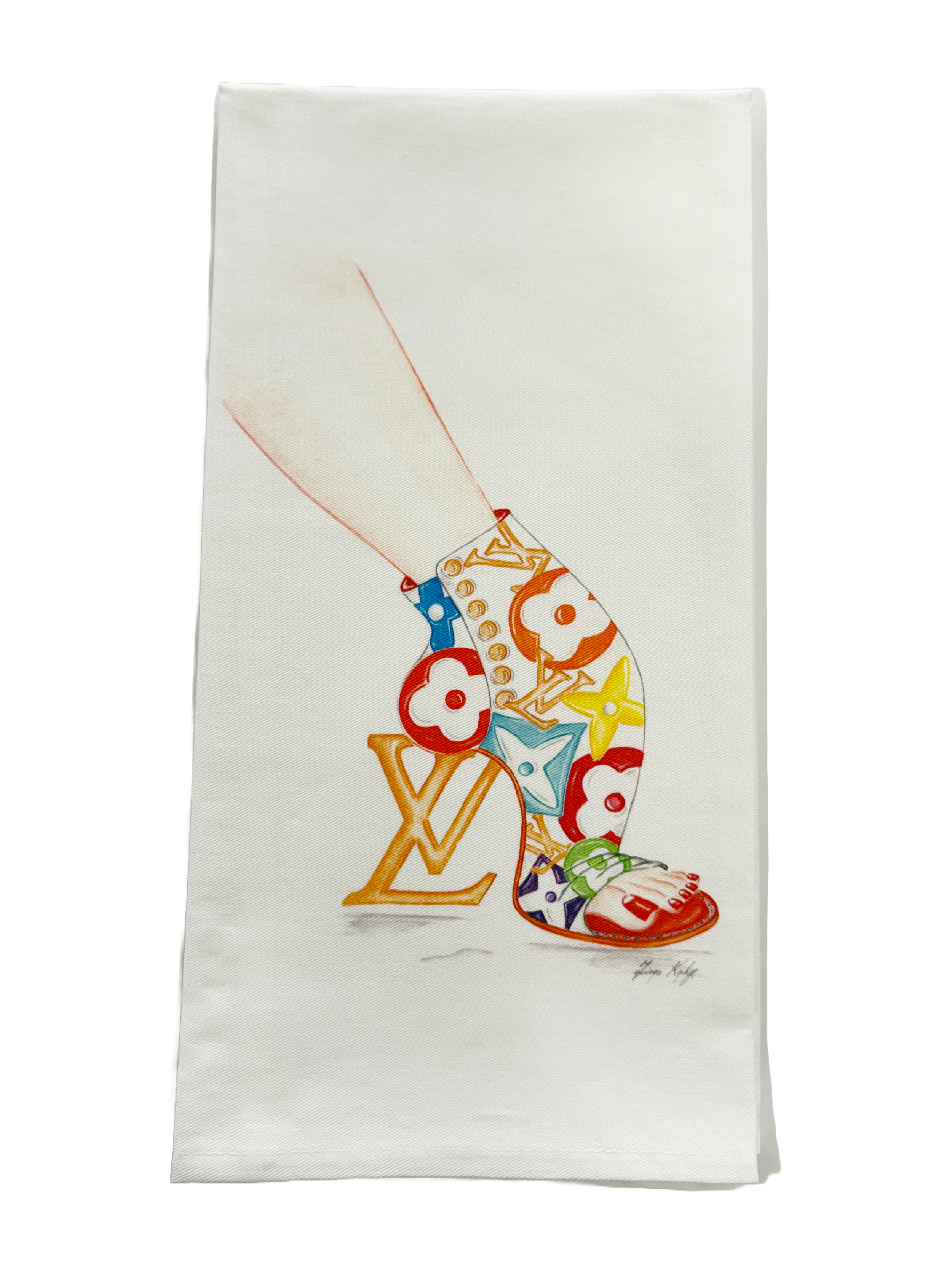 The Louie Bootie  3 fold Tea Towel