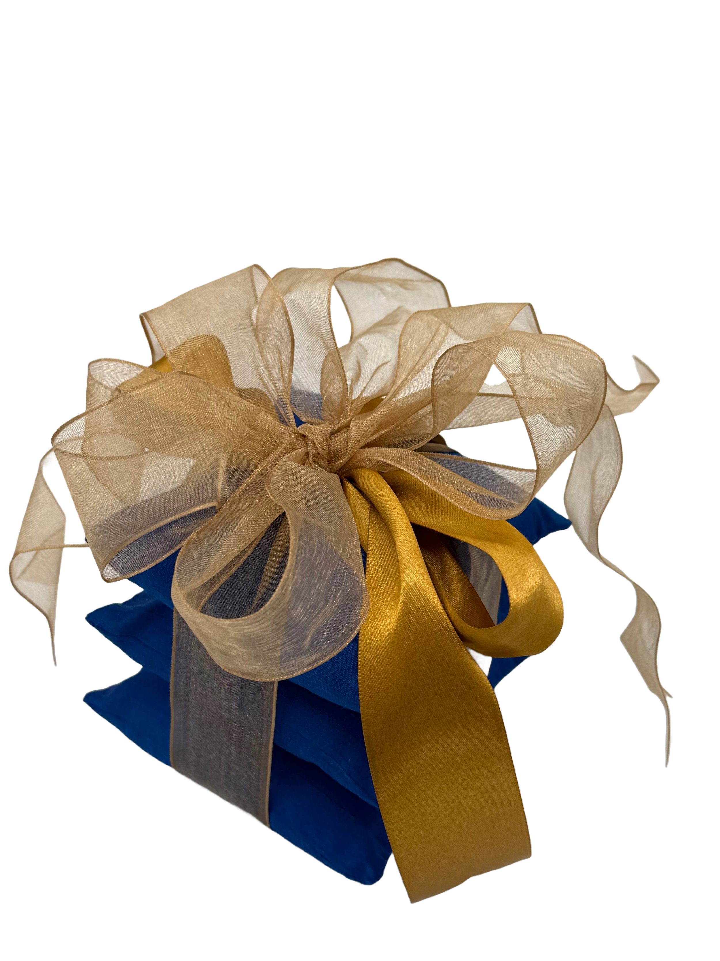 Silk Sachet 3 stack Scented Pillows Royal Blue with two tone trim
