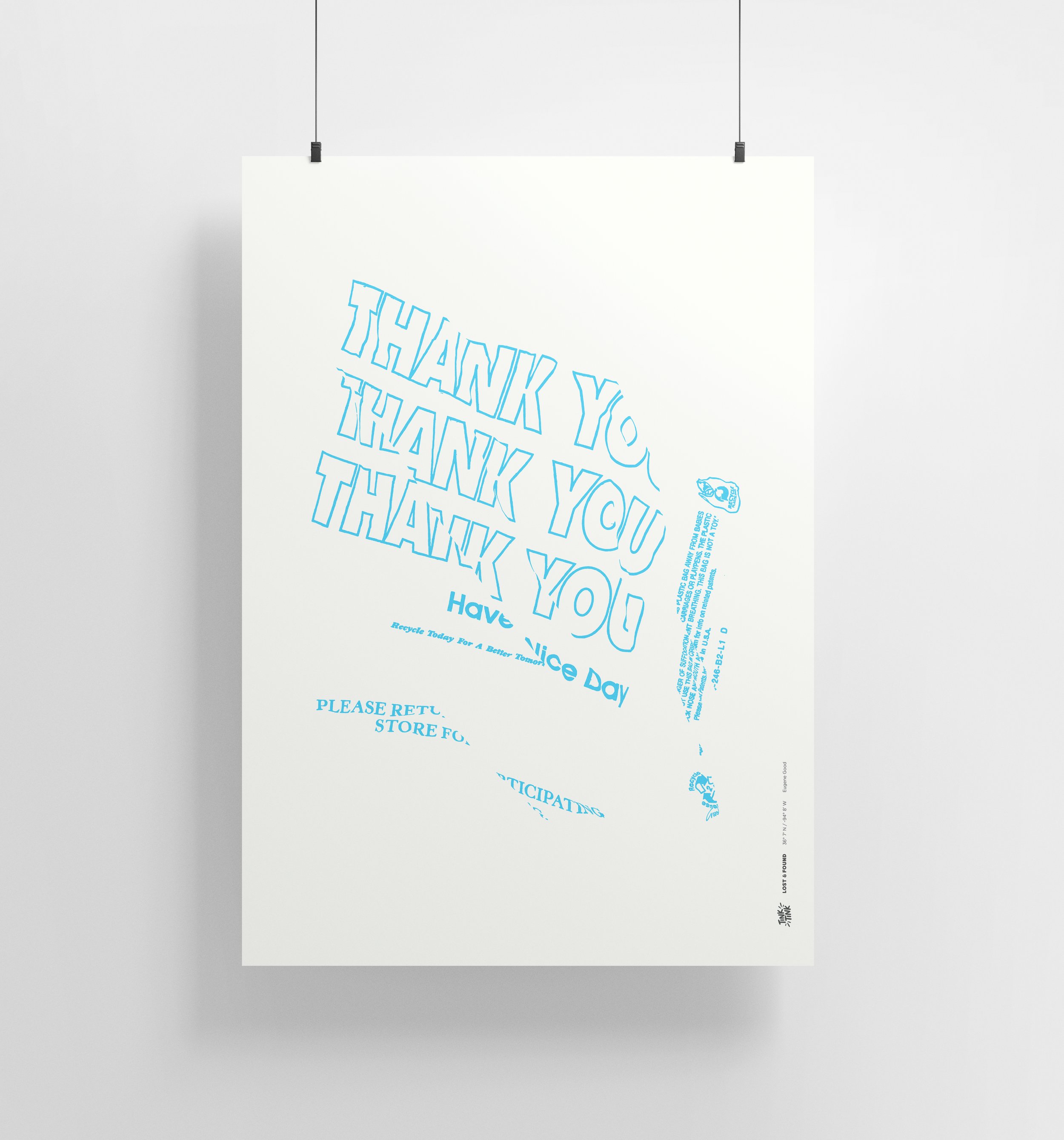 A deconstructed thank-you bag turned into bold, thought-provoking wall art.