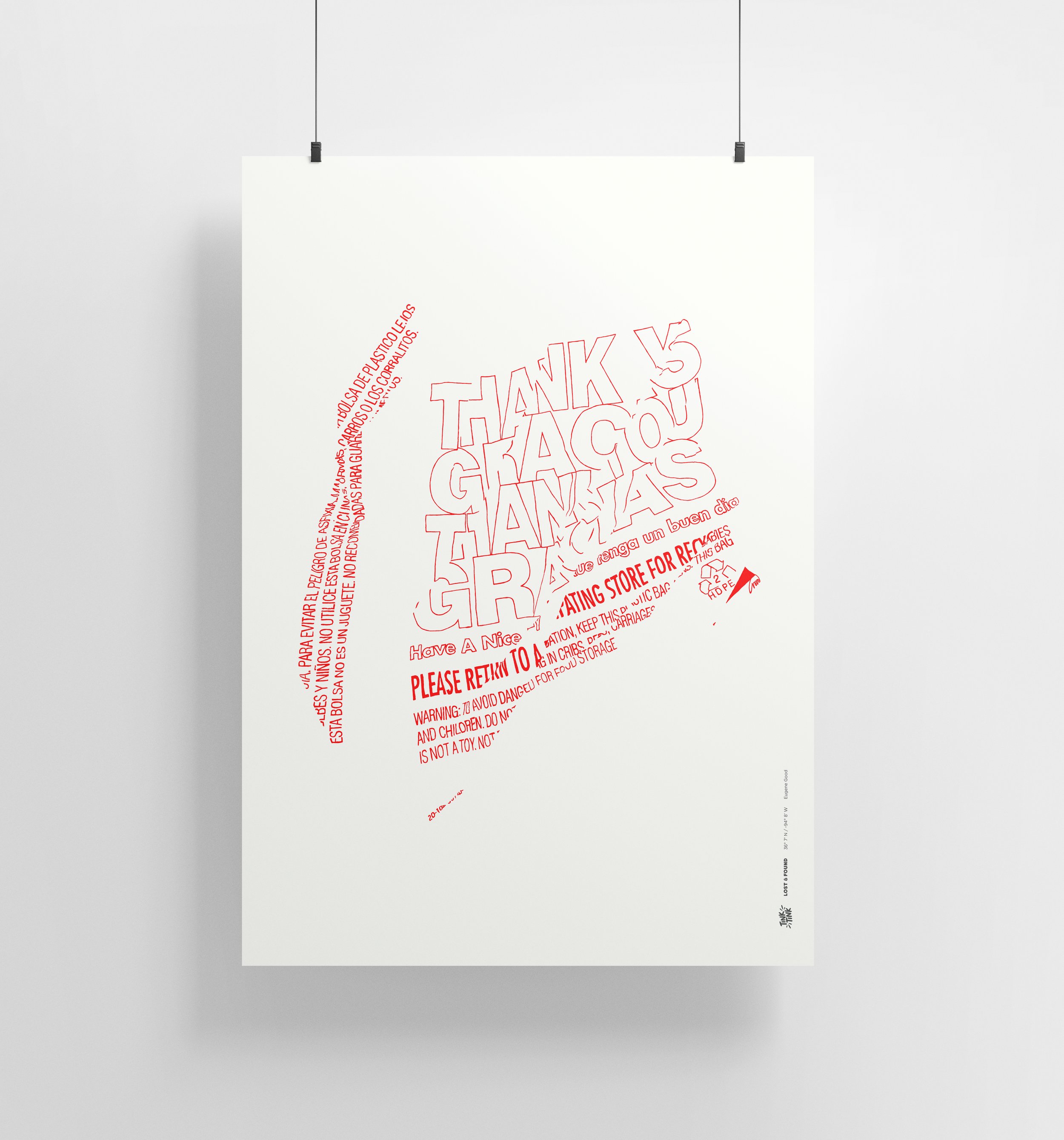A deconstructed thank-you bag turned into bold, thought-provoking wall art.