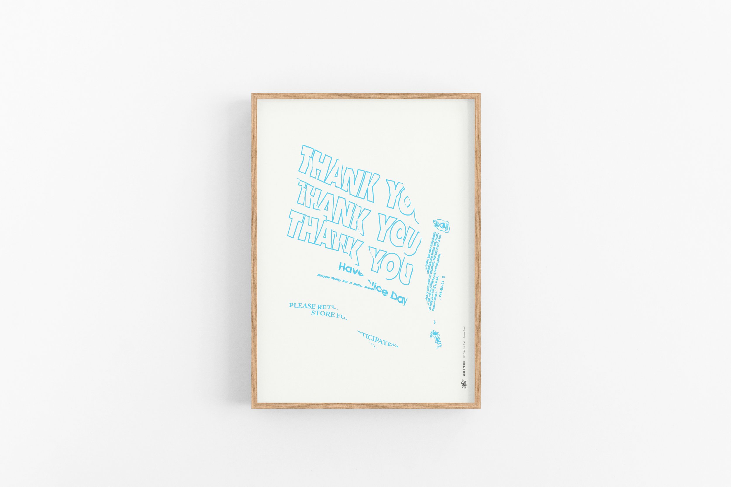 A deconstructed thank-you bag turned into bold, thought-provoking wall art-premium natural wood frame