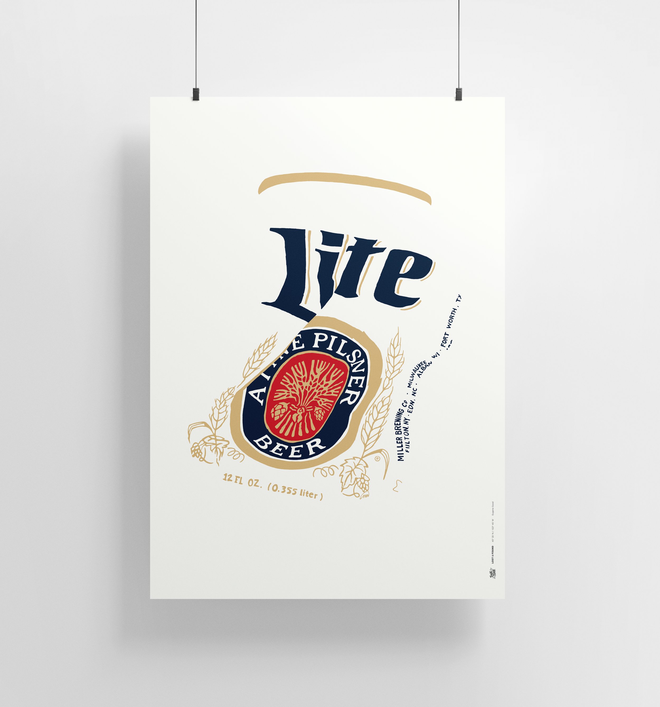 Bold art print featuring a reimagined beer can, highlighting imperfections with minimalist design by Tink Tink.