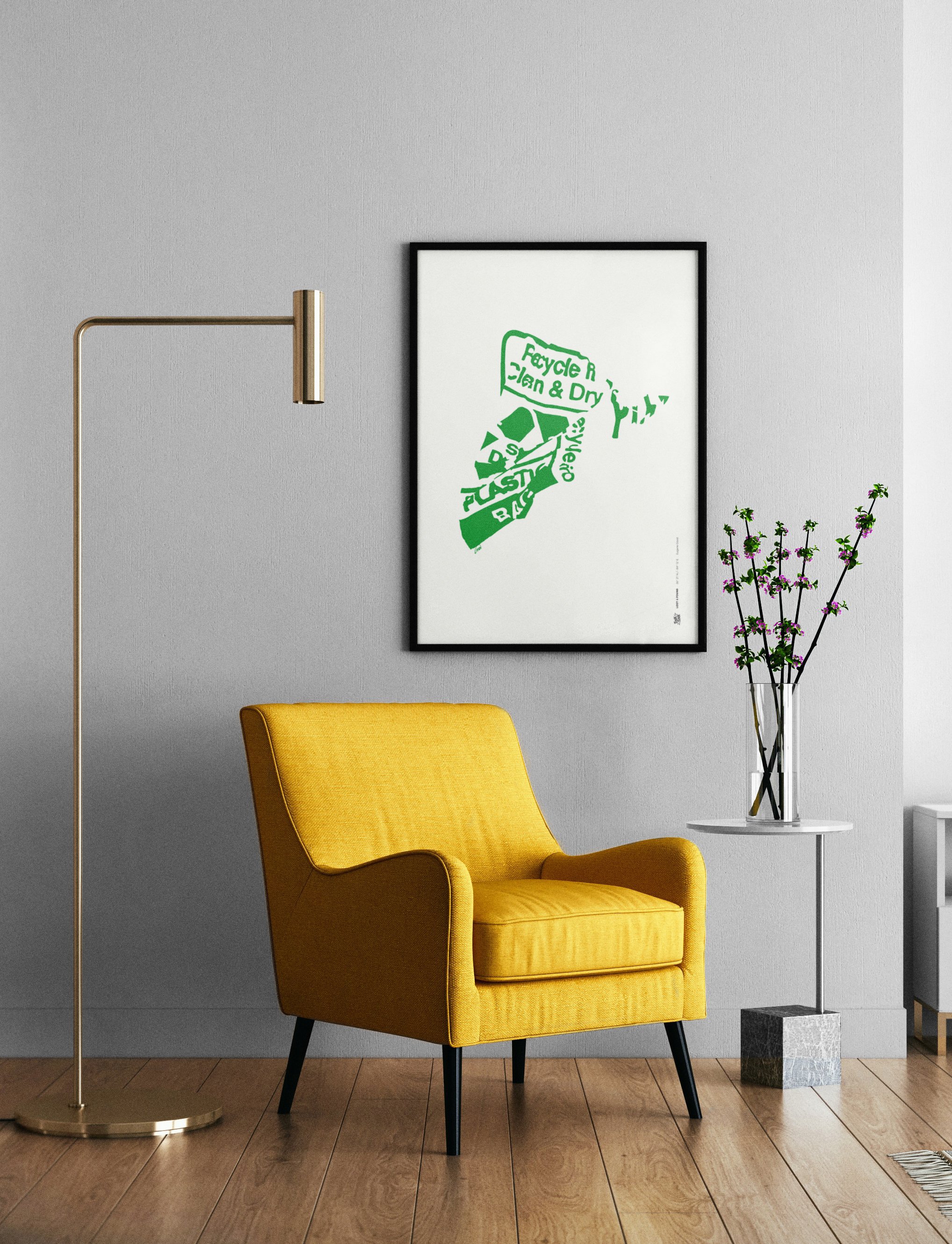 Minimalist art print inspired by found objects, hand-illustrated and perfect for eco-conscious collectors.