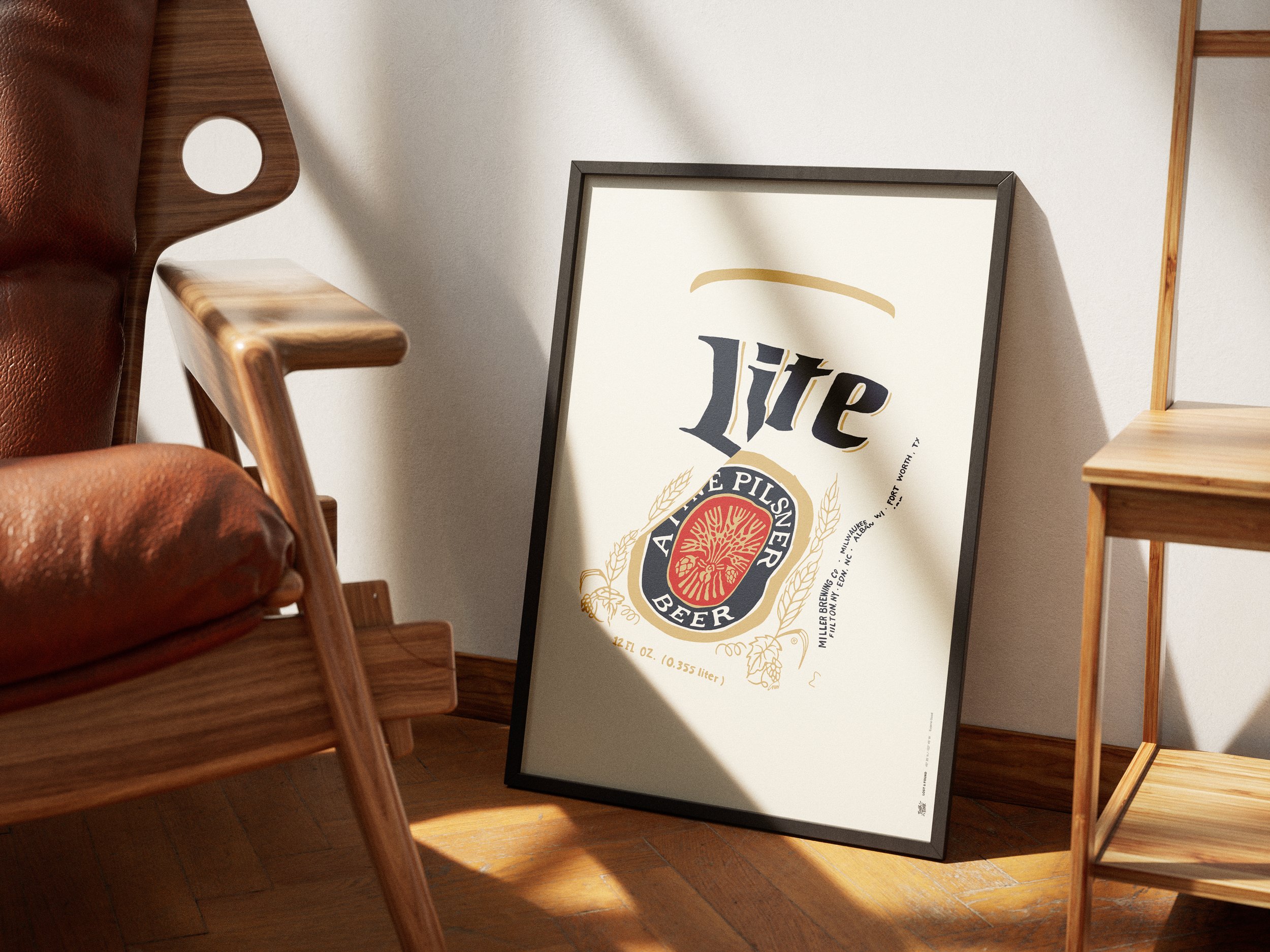 Bold art print featuring a reimagined beer can, highlighting imperfections with minimalist design-prefect for sharing memories