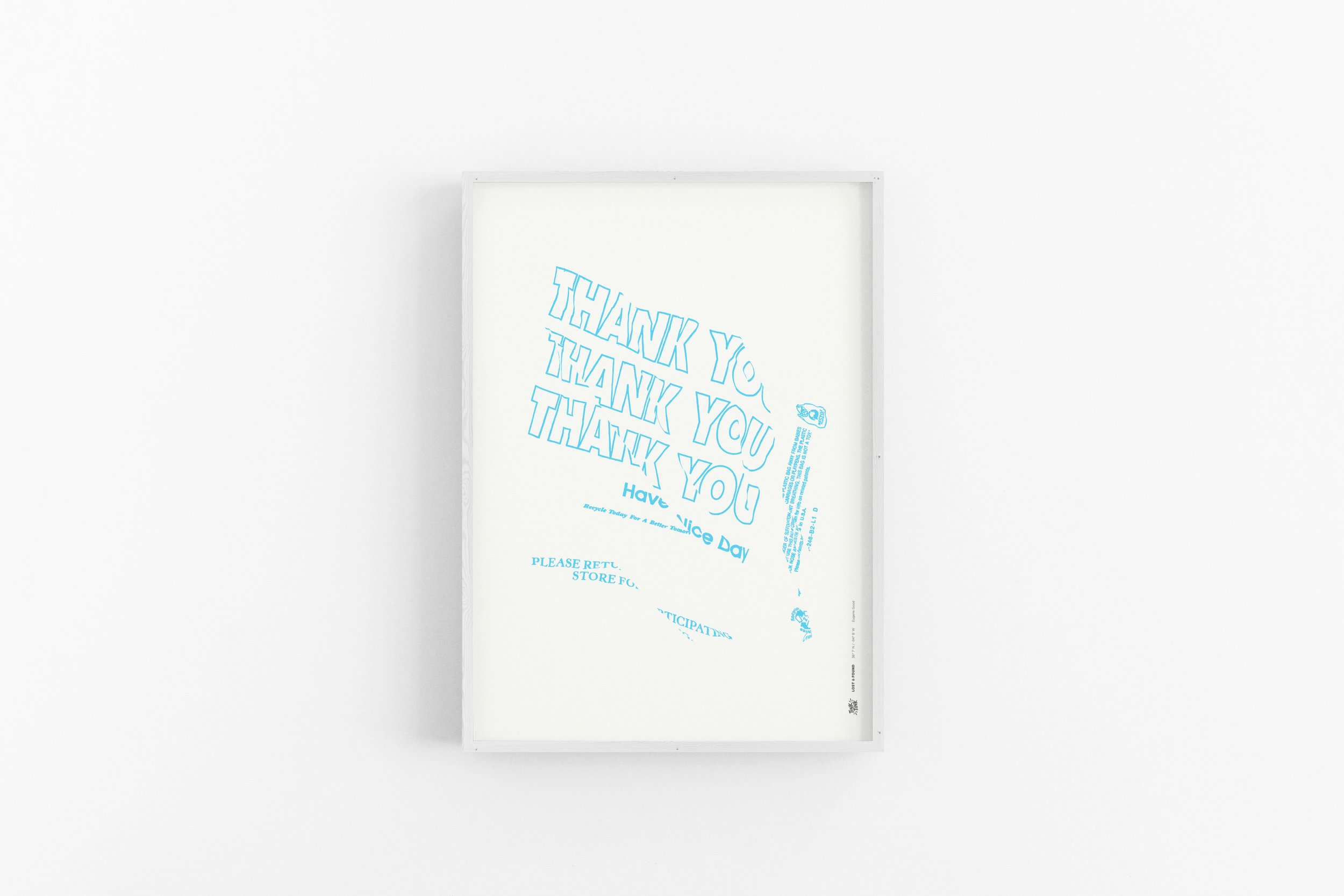 A deconstructed thank-you bag turned into bold, thought-provoking wall art-premium white wash wood frame