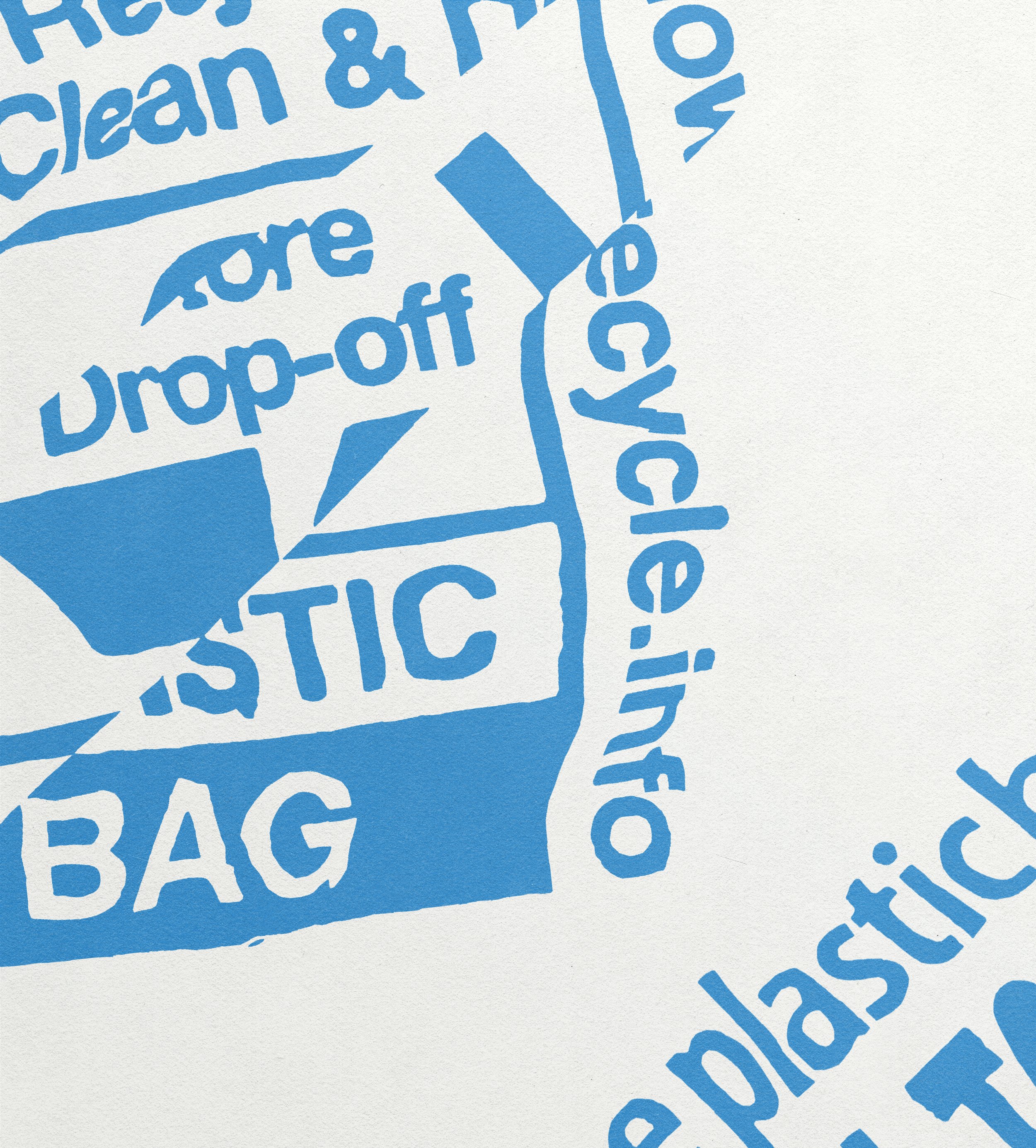 Deconstructed plastic bag art print – minimalist eco-design for collectors and sustainability advocates.