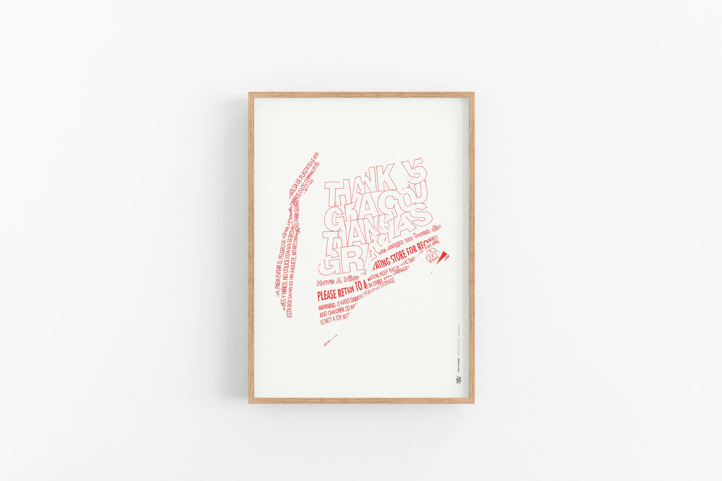 A deconstructed thank-you bag turned into bold, thought-provoking wall art-premium natural wood frame