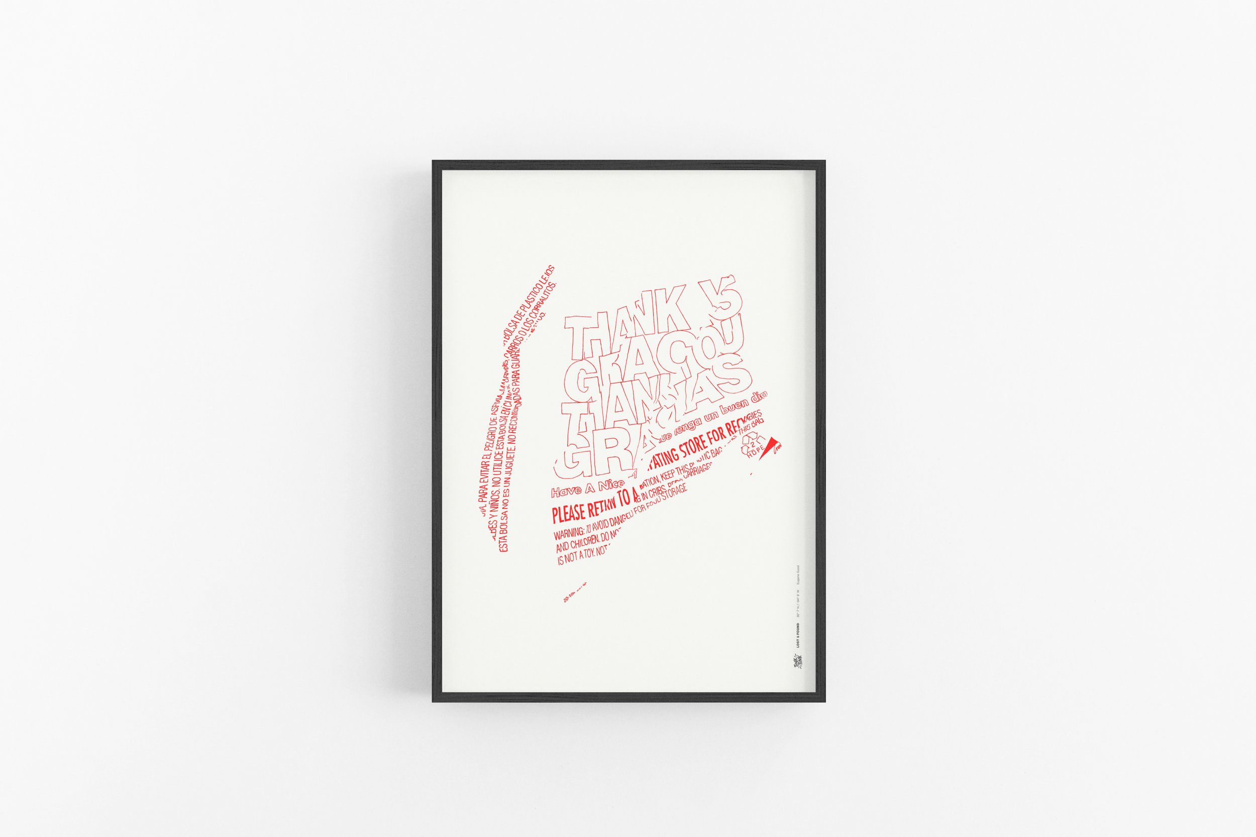 A deconstructed thank-you bag turned into bold, thought-provoking wall art-premium black wood frame