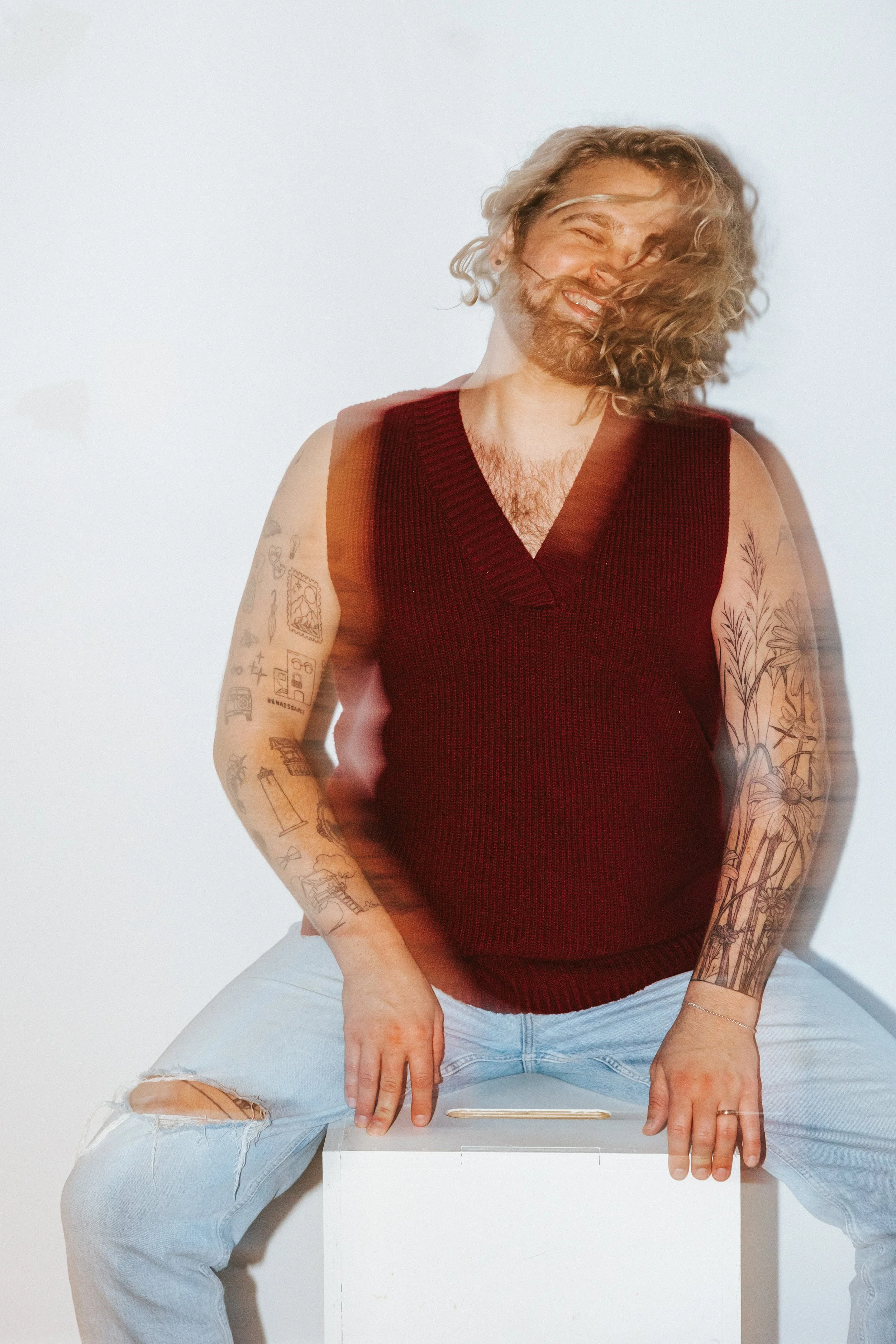 adult man dancing in a matching outfit