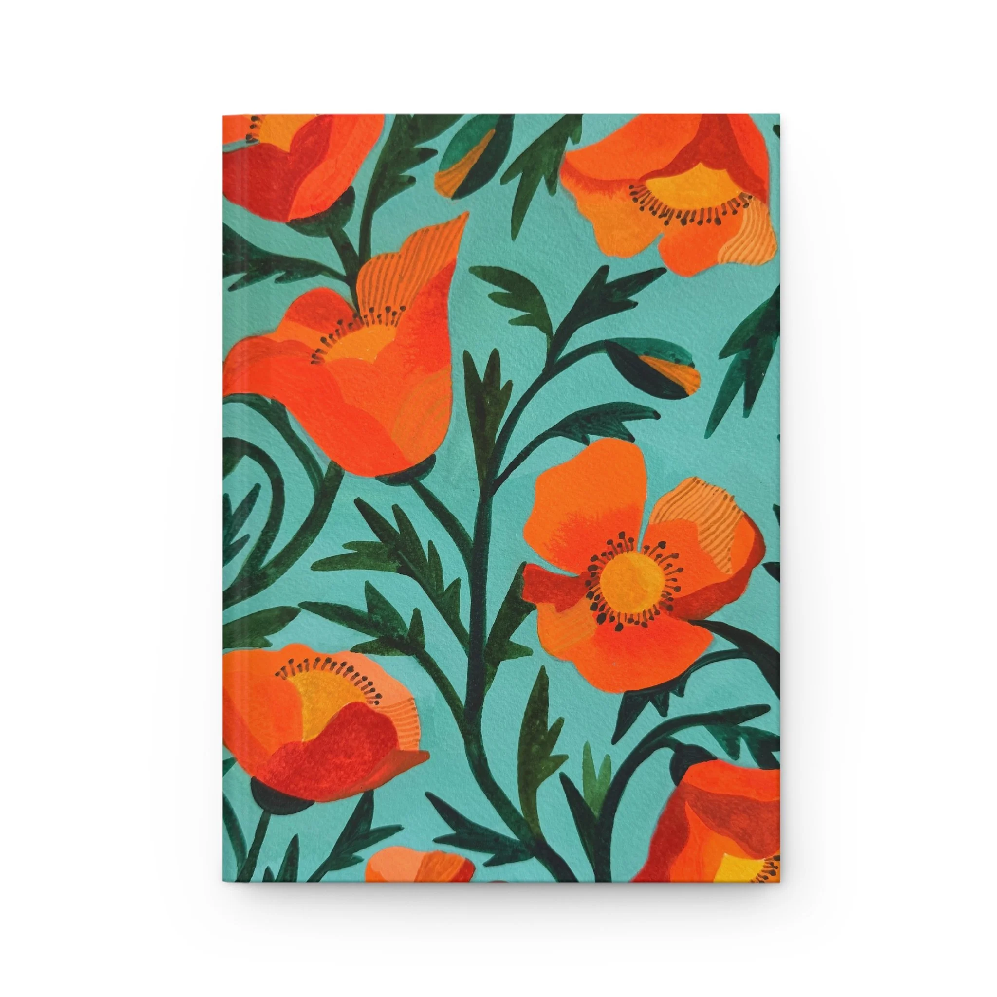 Orange Poppy Floral Hardcover Journal | Matte Notebook