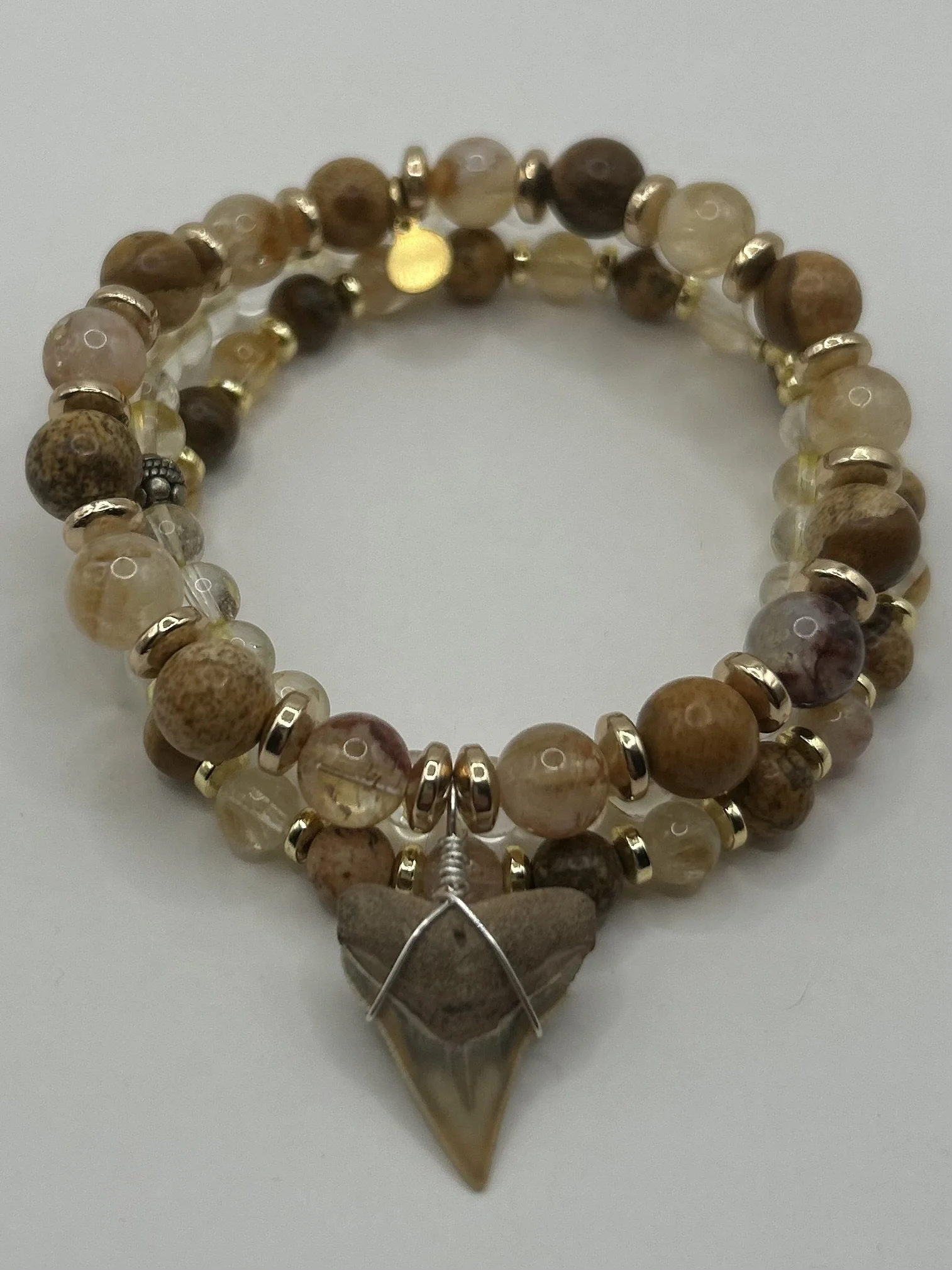 Triple Bracelet Bundle Sets - Citrine & Picture Jasper