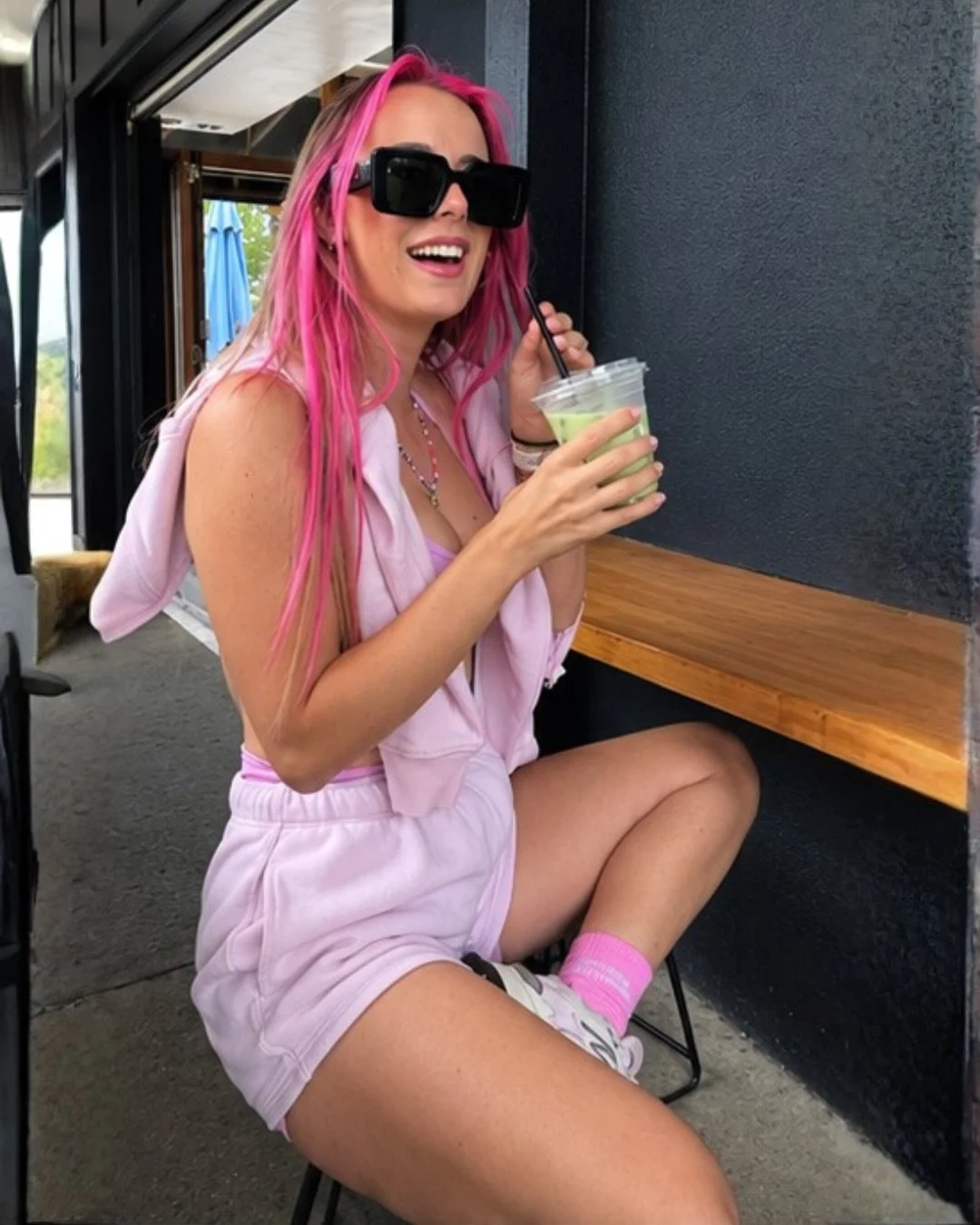 girls morning of matcha &amp; iced latte 🦋💖