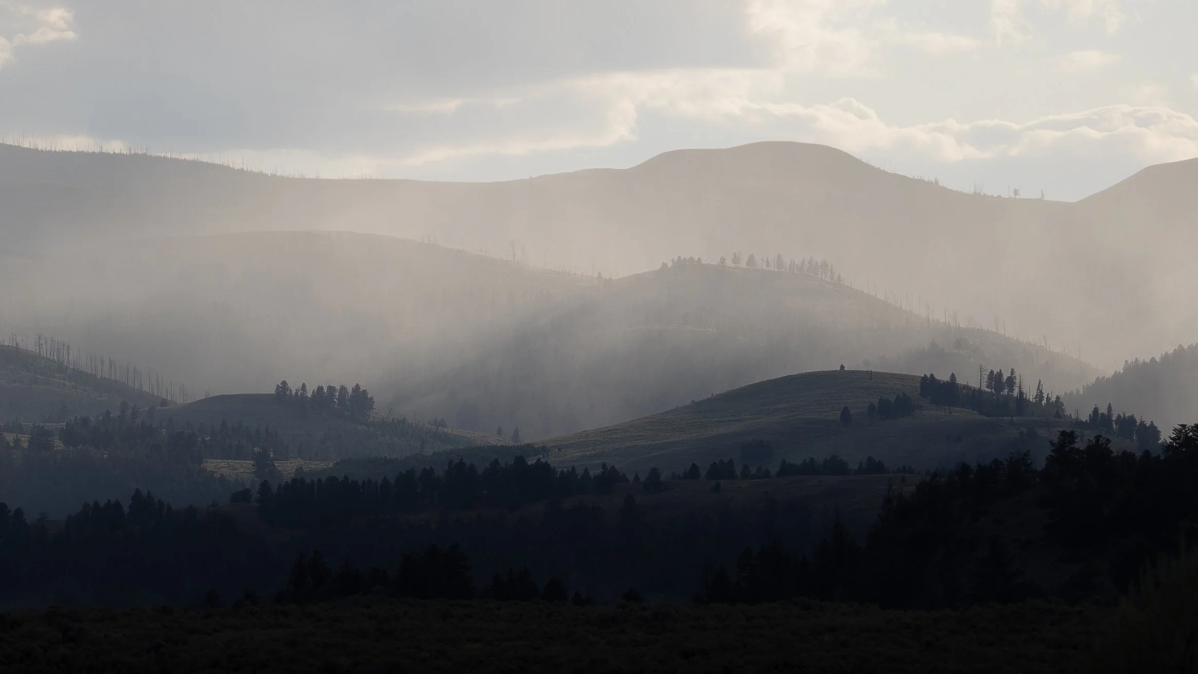 Afternoon rain showers in Yellowstone