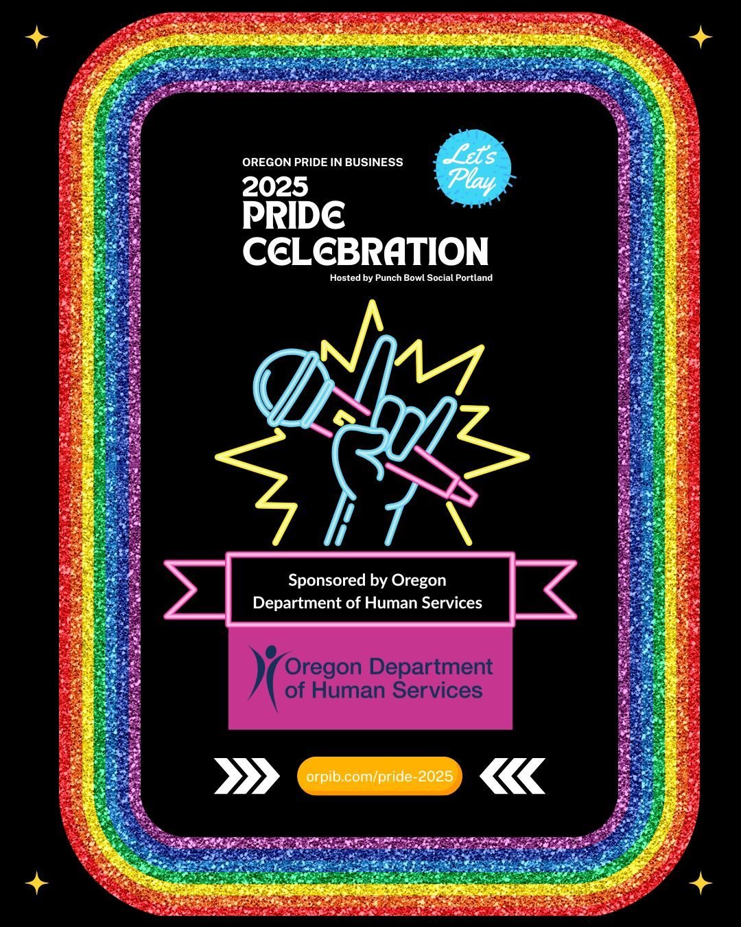 Oregon Department of Human Services, one of our Founding Sustaining Sponsors, is also generously sponsoring our Pride Celebration this Thursday at Punch Bowl Social. We're looking forward to hearing y'all sing in the private  karaoke room! orpib.com/