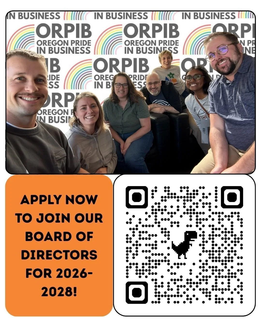 We need new Board  members for 2026-2028 &mdash; is it you? You need not live in the Portland Metro area to serve; in fact we'd love more geographical representation on our Board. 

Scan the code, click over  to https://www.orpib.com/blog/calling-new