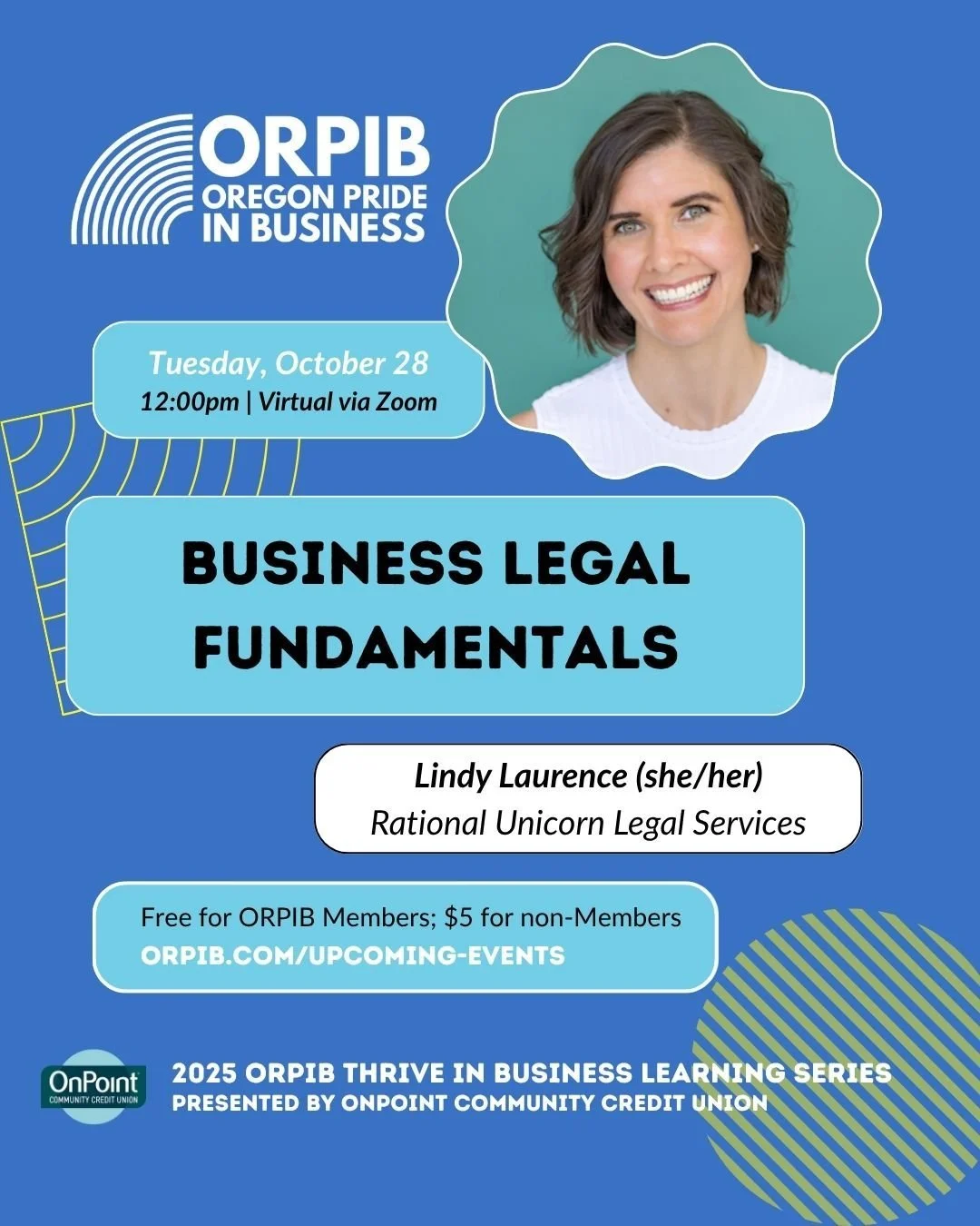 Coming up in Thrive in Business:  This seminar covers the three main areas you should focus on when starting a business and building up a brand: entity formation, contracts, and protecting your intellectual property.

Learn from and ask questions of 