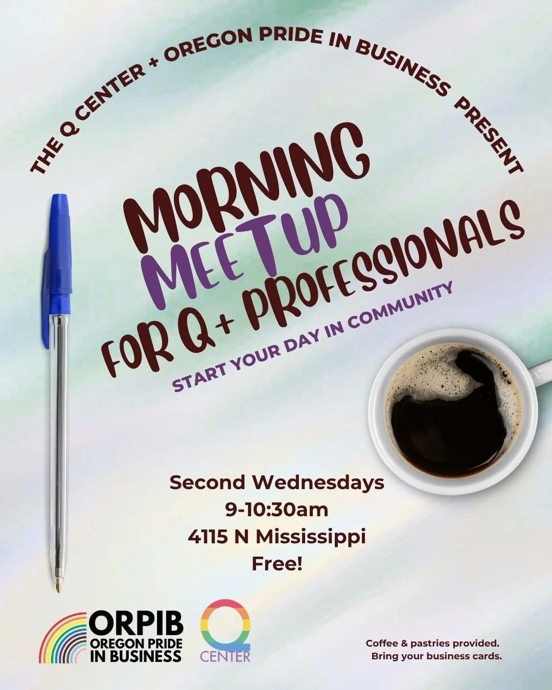 Tomorrow (Nov 12) morning in North Portland &mdash; Join ORPIB at the Portland Q Center for Q+ Professionals Meet-up. This week, connect with Planned Parenthood, and get to know Break Free Technology Consulting, your friendly neighborhood cybersecuri