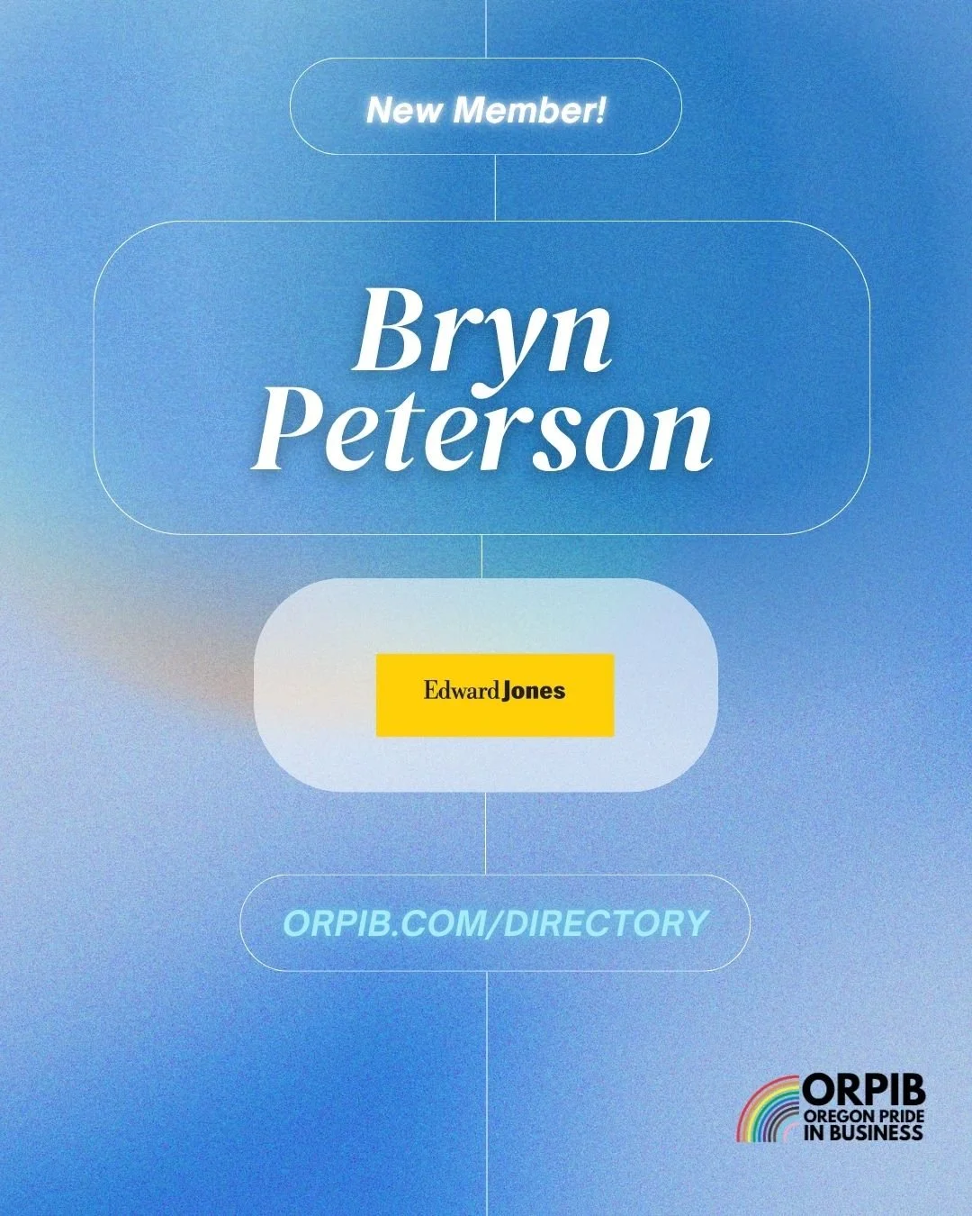 Welcome to Oregon  Pride in Business, Bryn Peterson! 
Bryn is a financial advisor with  Edward Jones, focusing  on Business Retirement Plans, Information  Technology, Intergenerational Planning, Retirement Income Strategies, Divorce Finances, and Sus