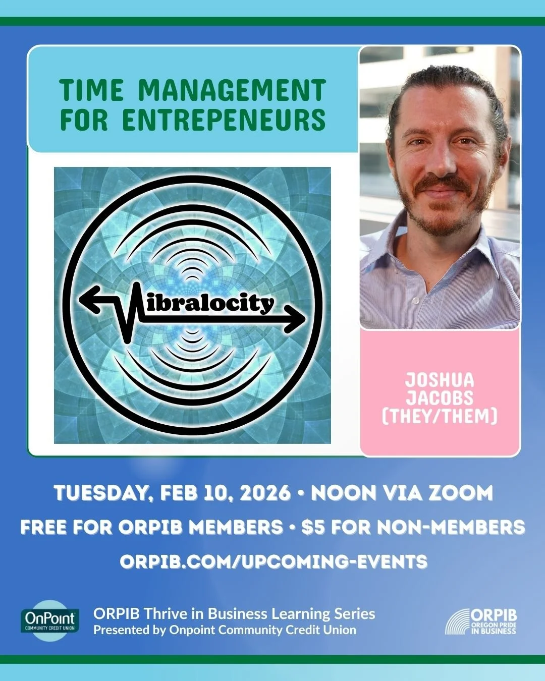 Time Management for Entrepreneurs, presented by Joshua Jacobs, is a workshop dedicated to helping business owners take control of their schedule. The workshop will focus on practical tools and approaches to time management that will allow business ow