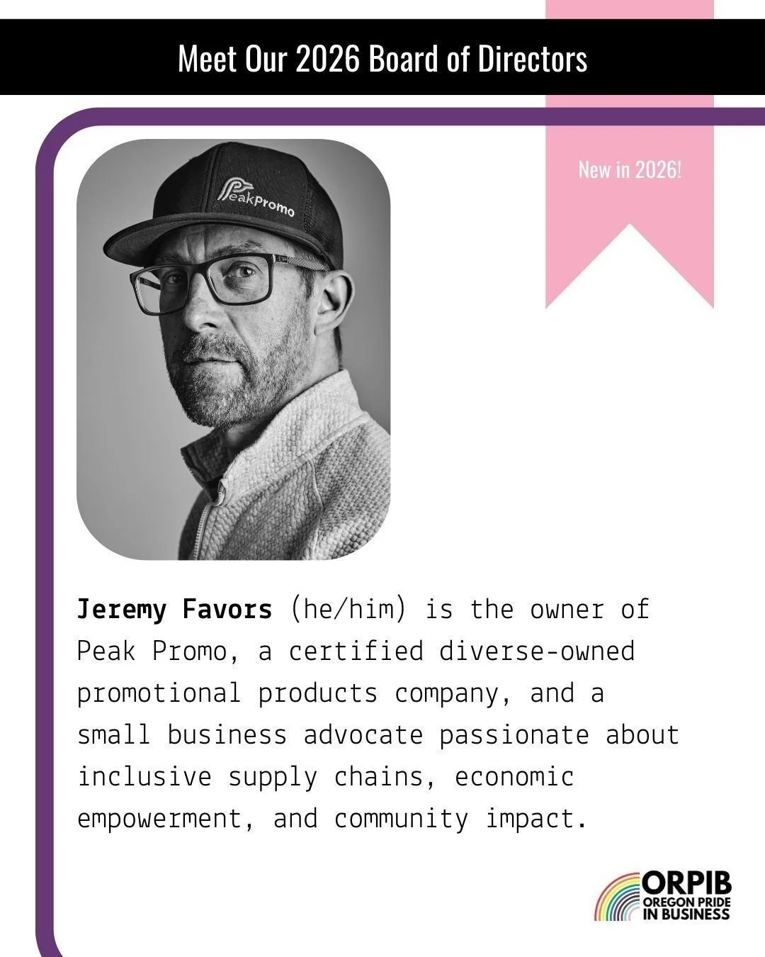 Jeremy Favors (he/him)  has been a member and volunteer since 2023, and is new to our Board of Directors this year. "I believe deeply in the power of small businesses to create visibility, opportunity, and lasting economic impact. As a small bus