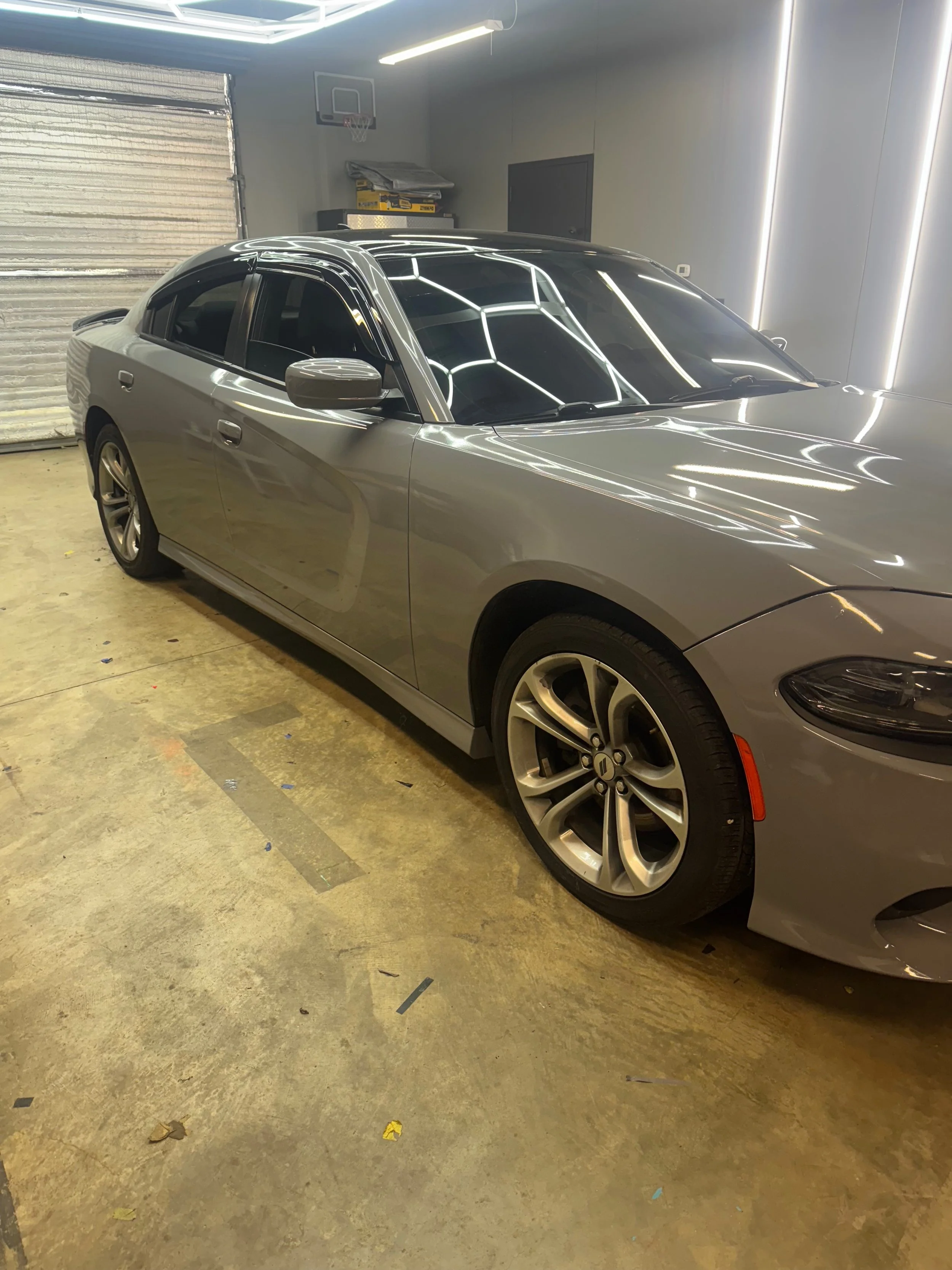 Silver sedan vinyl wrap