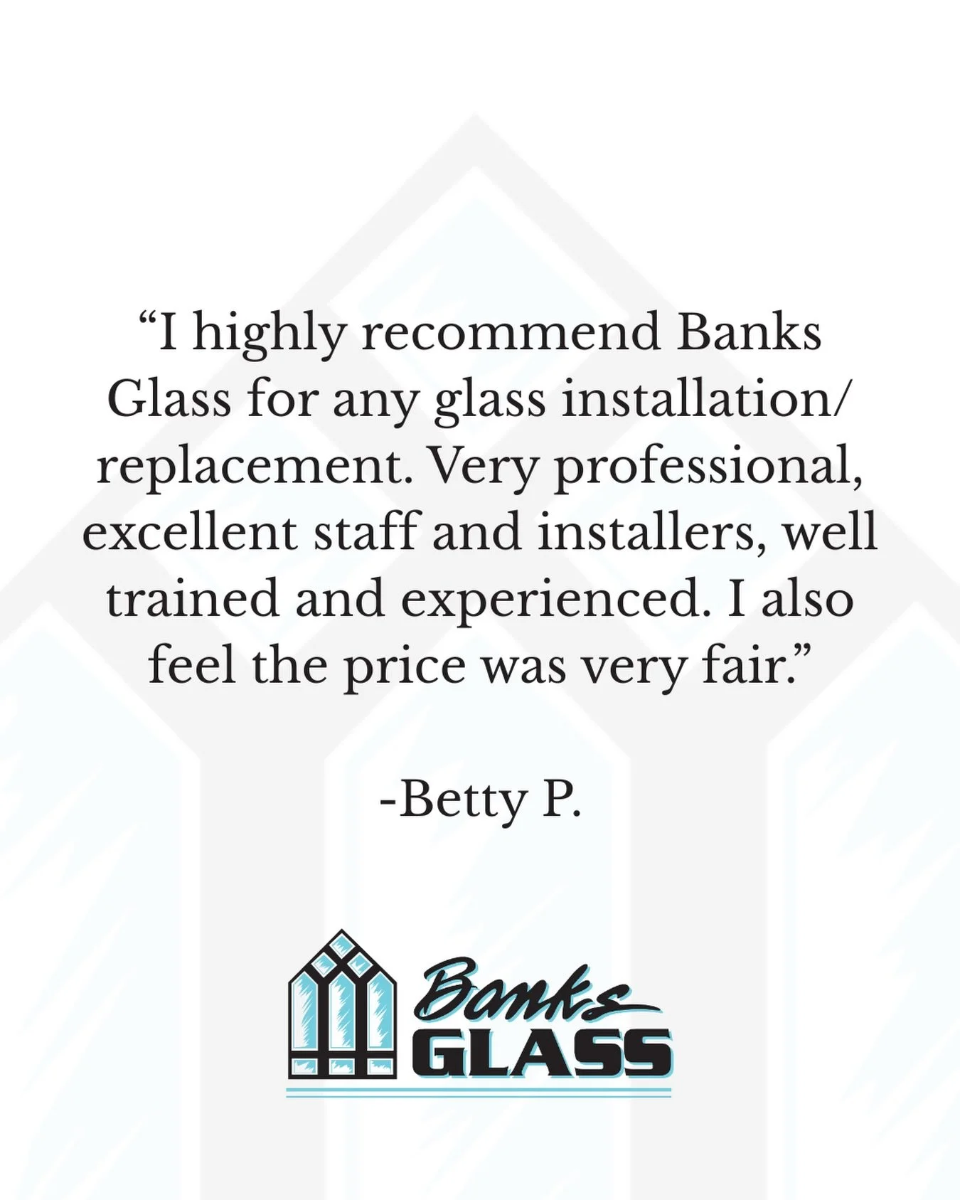 ⭐️⭐️⭐️⭐️⭐️
I requested replacement of a bathroom mirror that had a 6 inch crack coming up from the base of the mirror.  The mirror was 48 x 42 and poor quality, plus an ugly stain at the base from the original installation. 

Banks Glass sent a 2 per