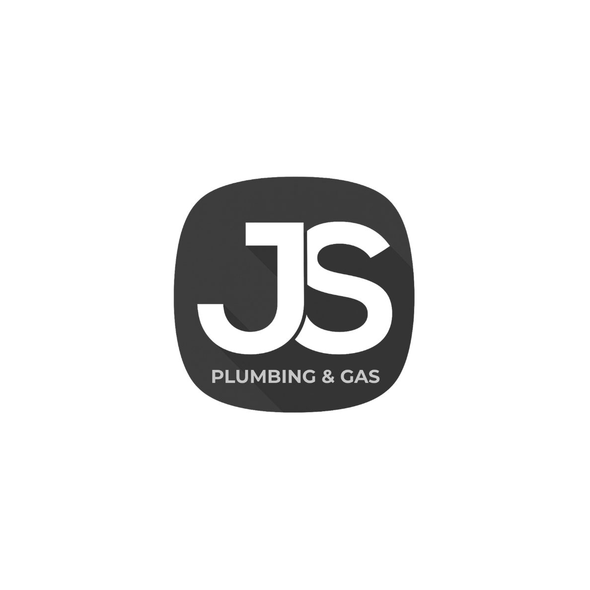 Logo for JS Plumbing & Gas, featuring large black letters 'JS' inside a rounded black square, with the words 'PLUMBING & GAS' in smaller white text below.