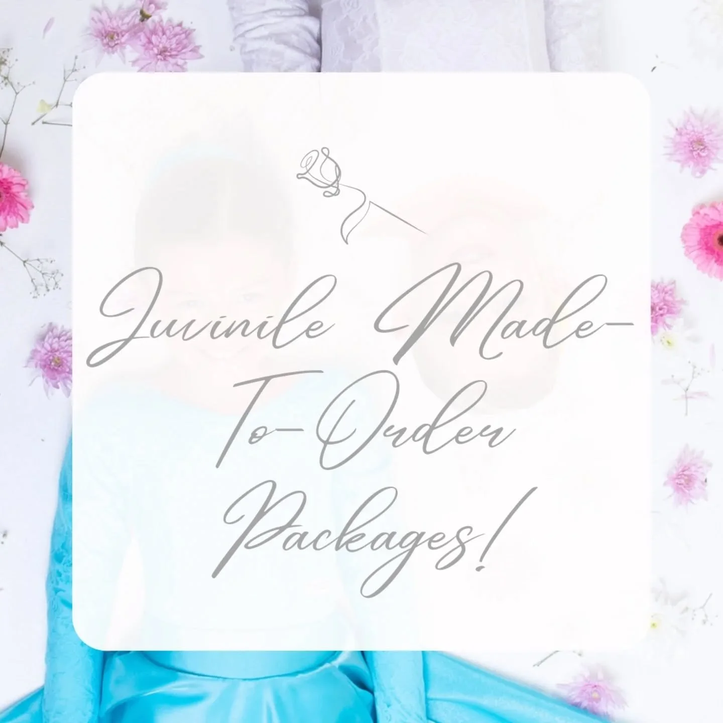 🤍Juvinile Made-To-Order Packages🤍

Here is a little more information on the Juvinile Packages that will be launching on March 2nd with the website!

There are two Packages to choose from:

-Two and Three Piece Sets
-All in One Dress

Both Packages 