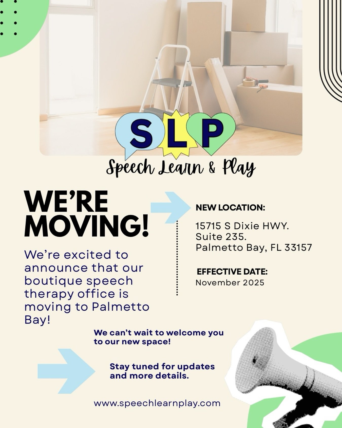 📍𝑾𝒆 𝒂𝒓𝒆 𝒎𝒐𝒗𝒊𝒏𝒈 𝒕𝒐 𝑷𝒂𝒍𝒎𝒆𝒕𝒕𝒐 𝑩𝒂𝒚! 
🏡 If you&rsquo;re looking for a warm, boutique speech therapy setting for your little one, we&rsquo;d love to connect! 
✅ Flexible scheduling
✅ No waitlist
✅ Serving toddlers, pre-schoolers, 