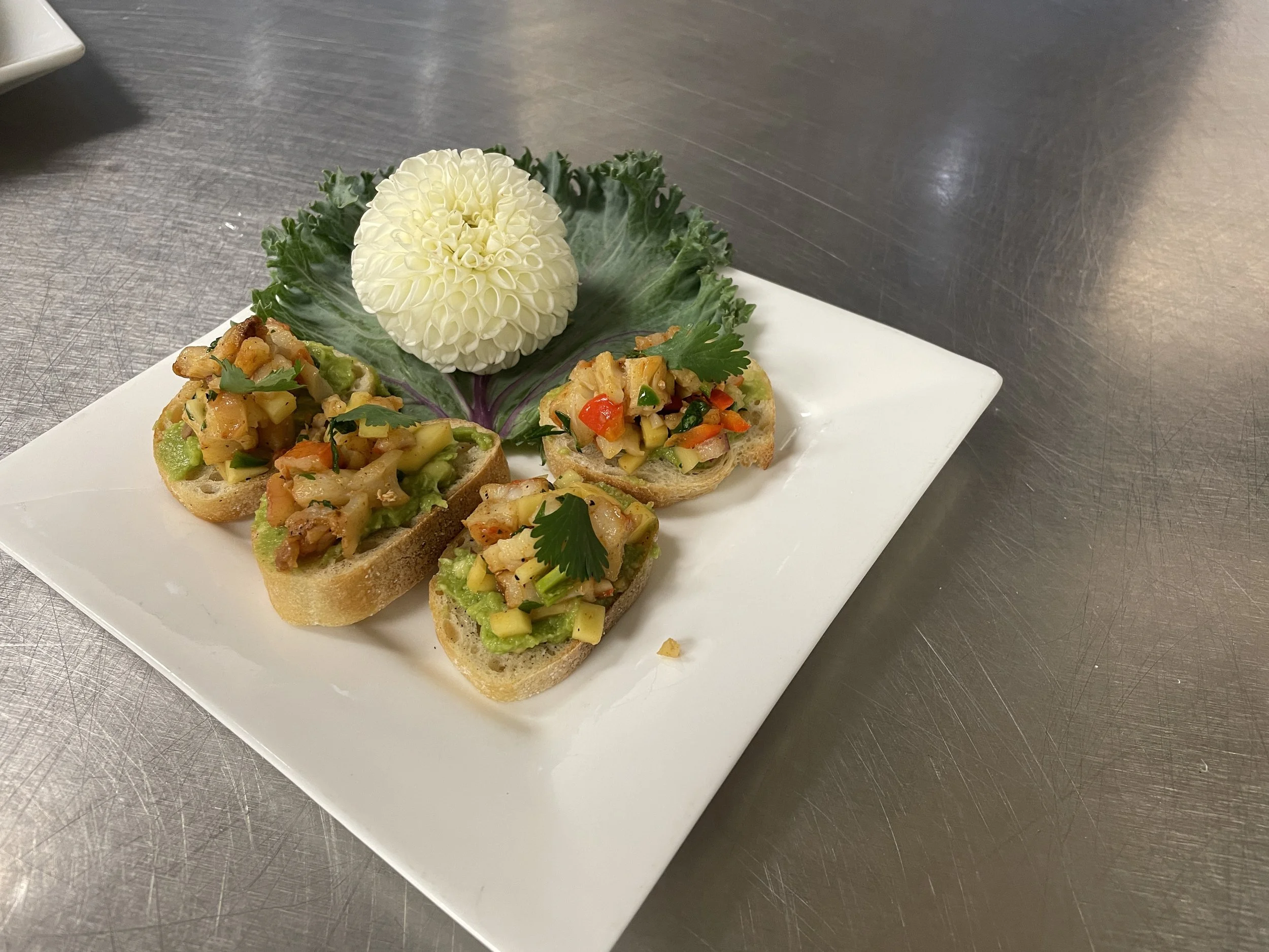 Blackened Shrimp with Mango Salsa and Guacamole