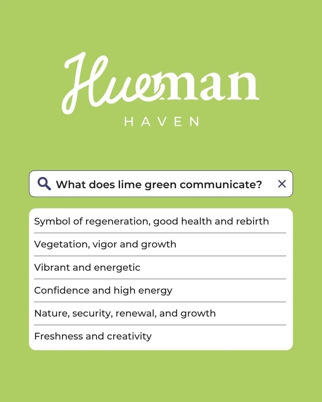 The history of lime green dates back to the prehistoric period. The first use of &ldquo;lime green&rdquo; in the English language was in 1890. Today, the color green mostly stands for nature, security, renewal, and growth.

Which of these definitions