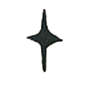 A black, star-shaped icon with a pointed design.