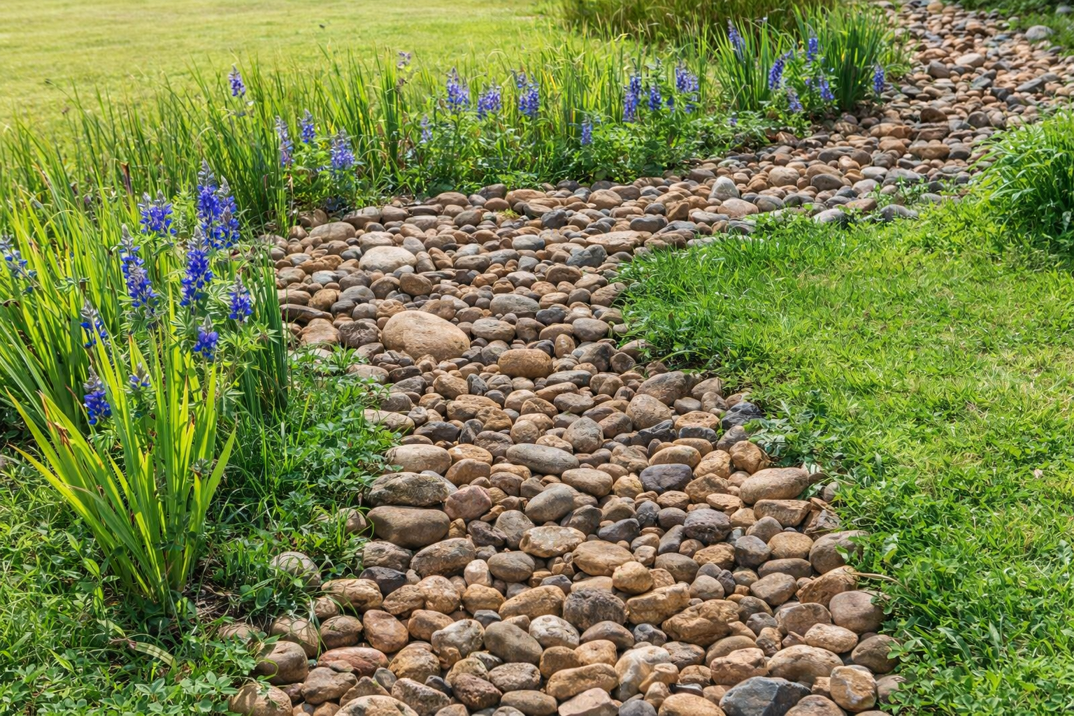 swale line for lawn drainage