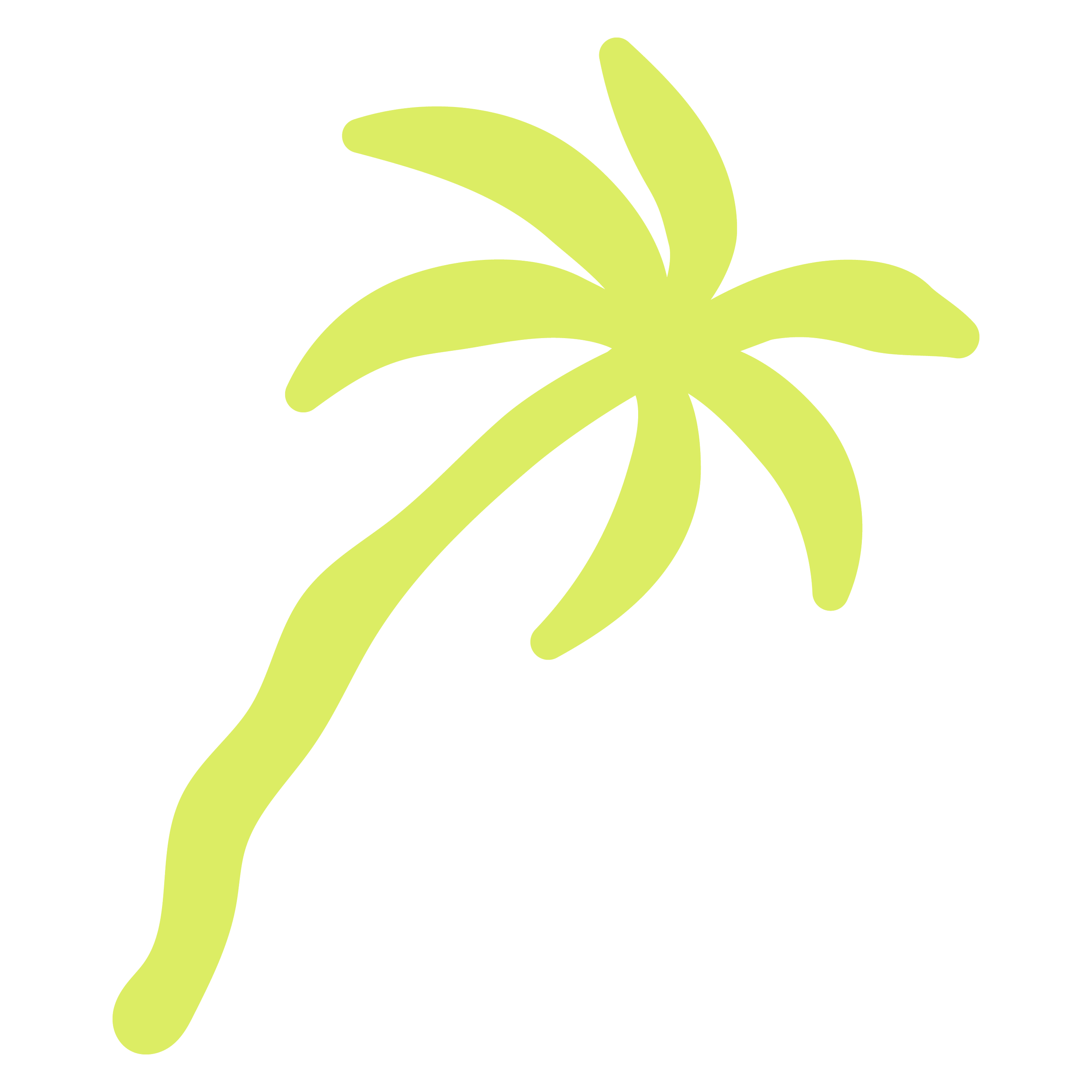 Simplified graphic of a lime green orchid flower with elongated petals on a black background.