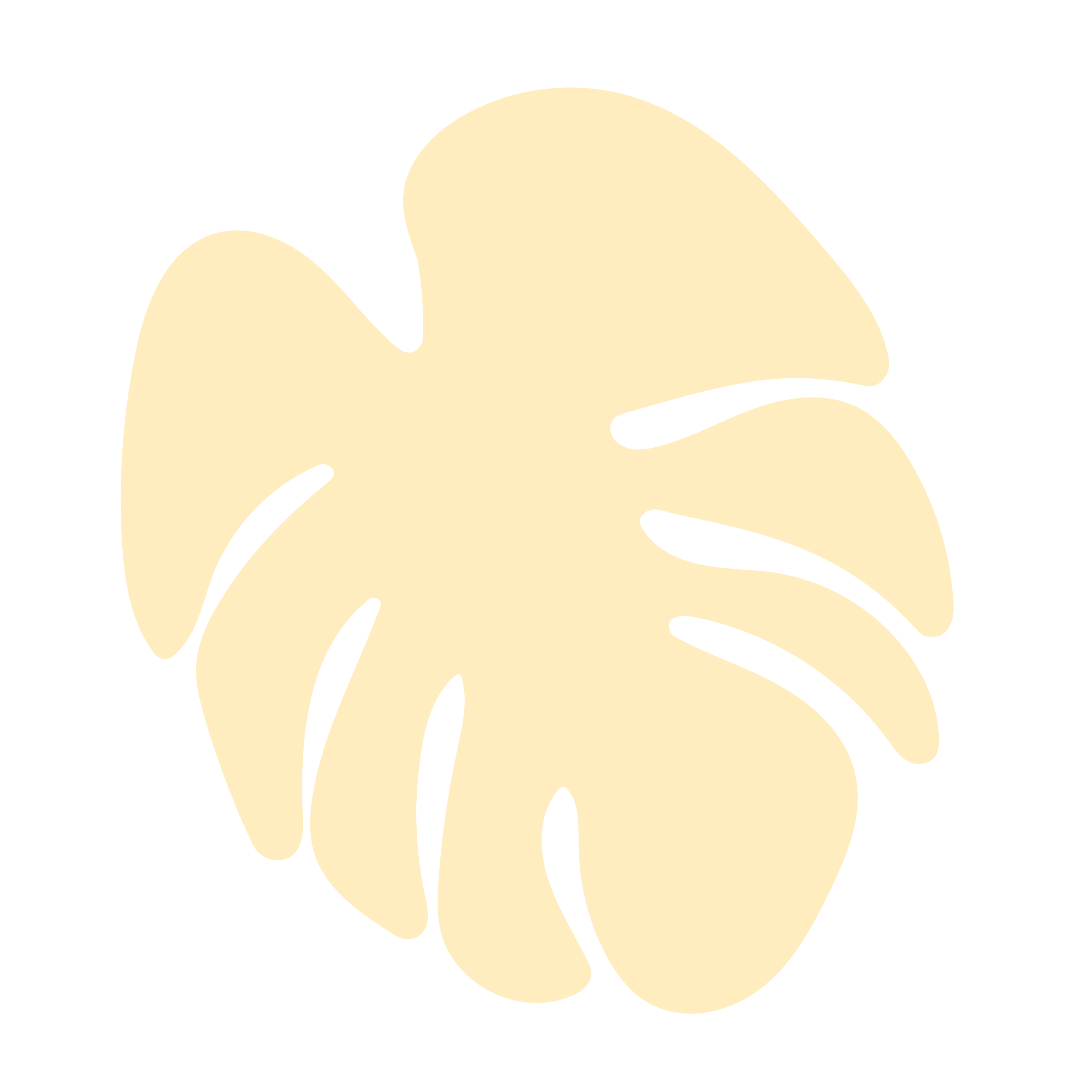Illustration of a beige-colored monstera leaf