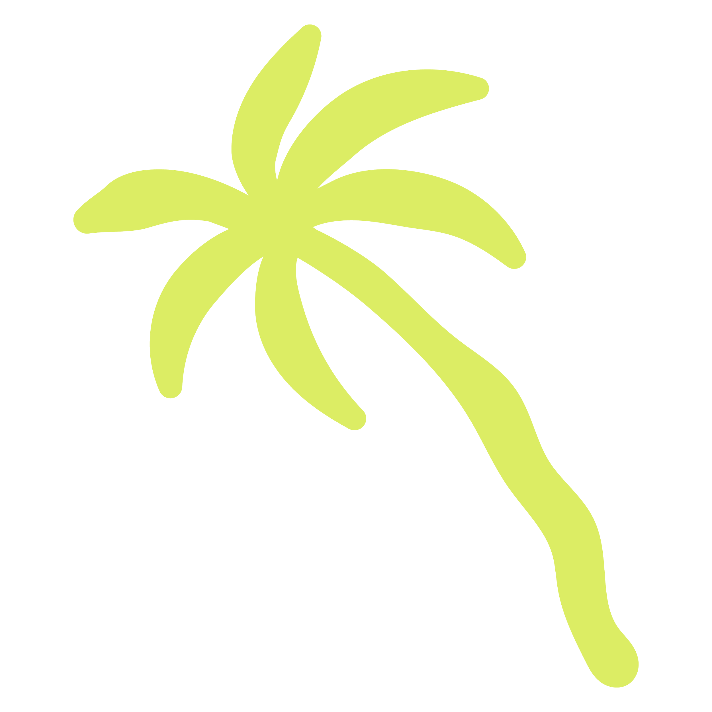 A stylized yellow-green palm tree