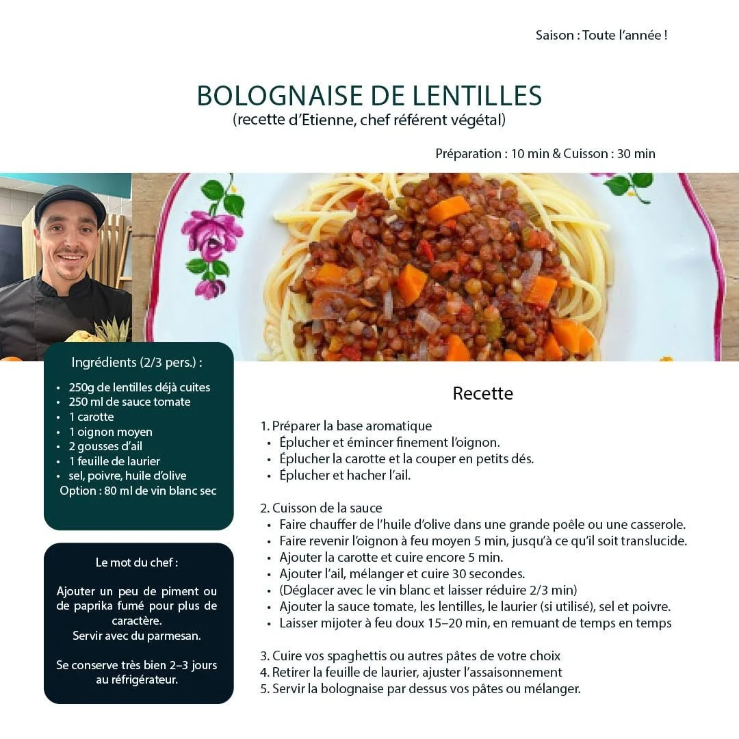 Et si on r&eacute;inventait un grand classique ? 🌱
Aujourd&rsquo;hui, je vous partage notre recette de bolognaise v&eacute;g&eacute;tarienne, gourmande, g&eacute;n&eacute;reuse et pleine de saveurs. Une alternative v&eacute;g&eacute;tale qui prouve 