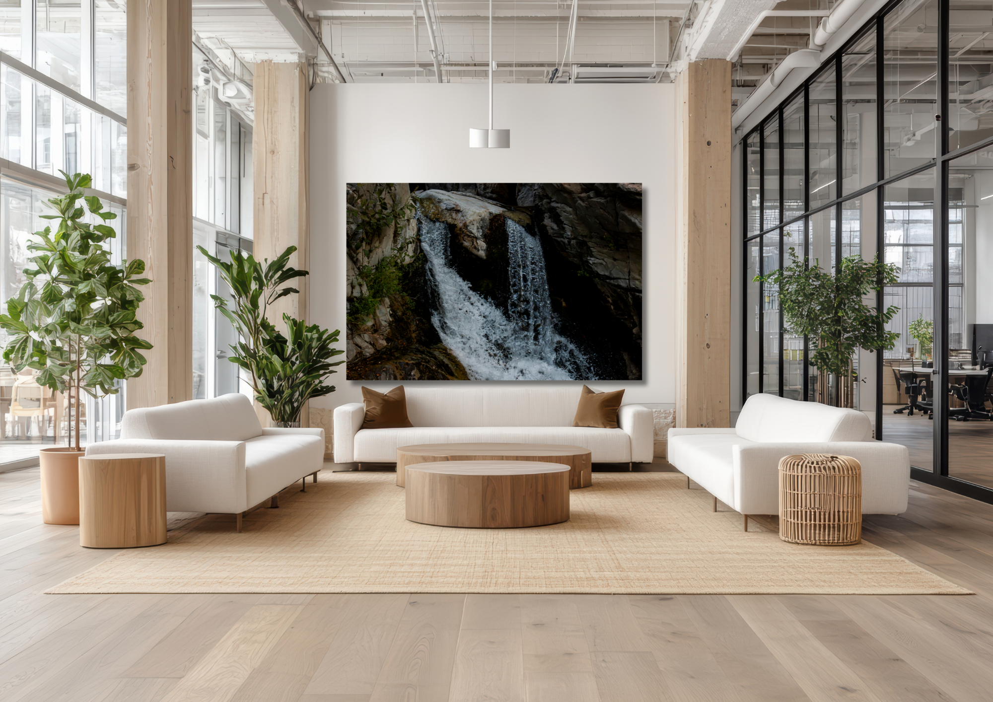 Southern California waterfall nature photography displayed as calming wall art.
