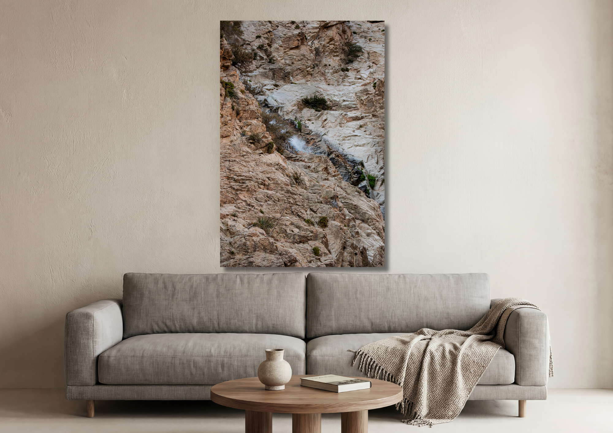 Southern California waterfall nature photography displayed as calming wall art.
