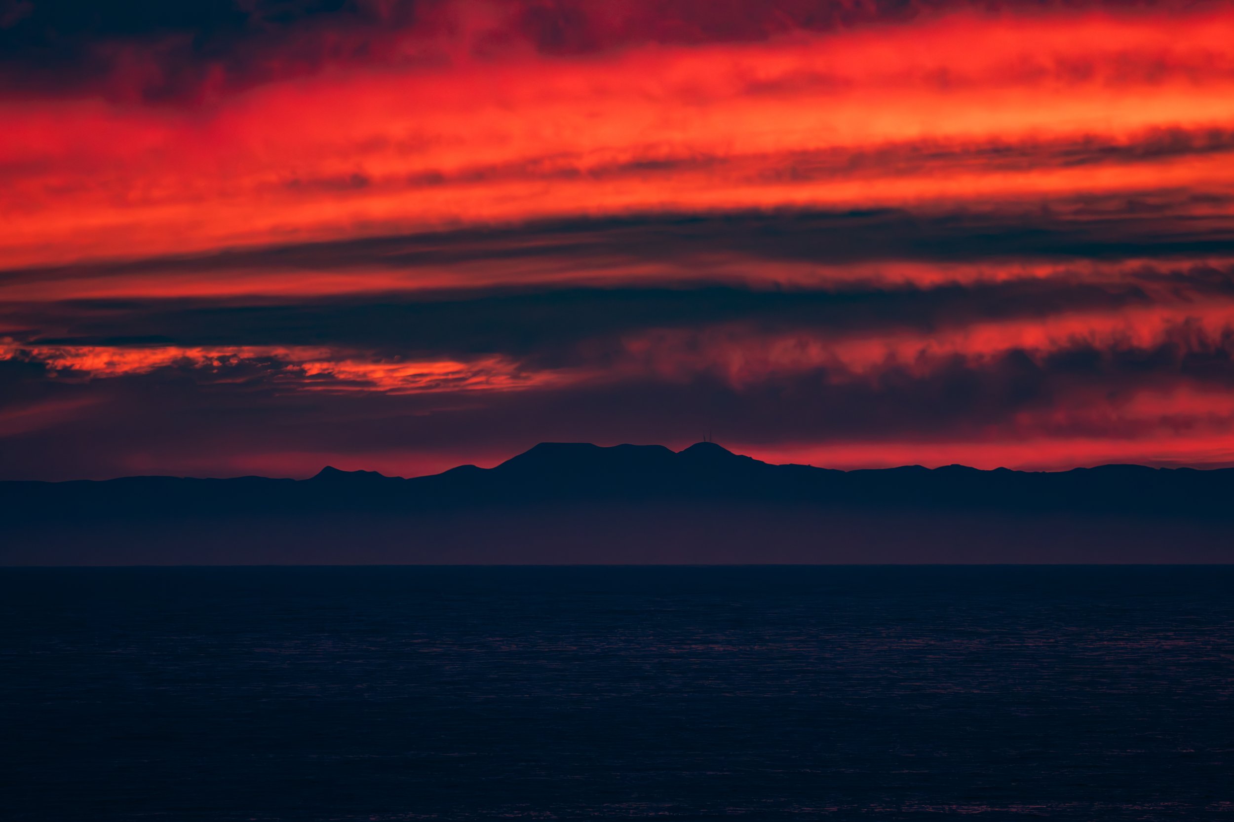 Do you see that dark mountain? That's Catalina Island.