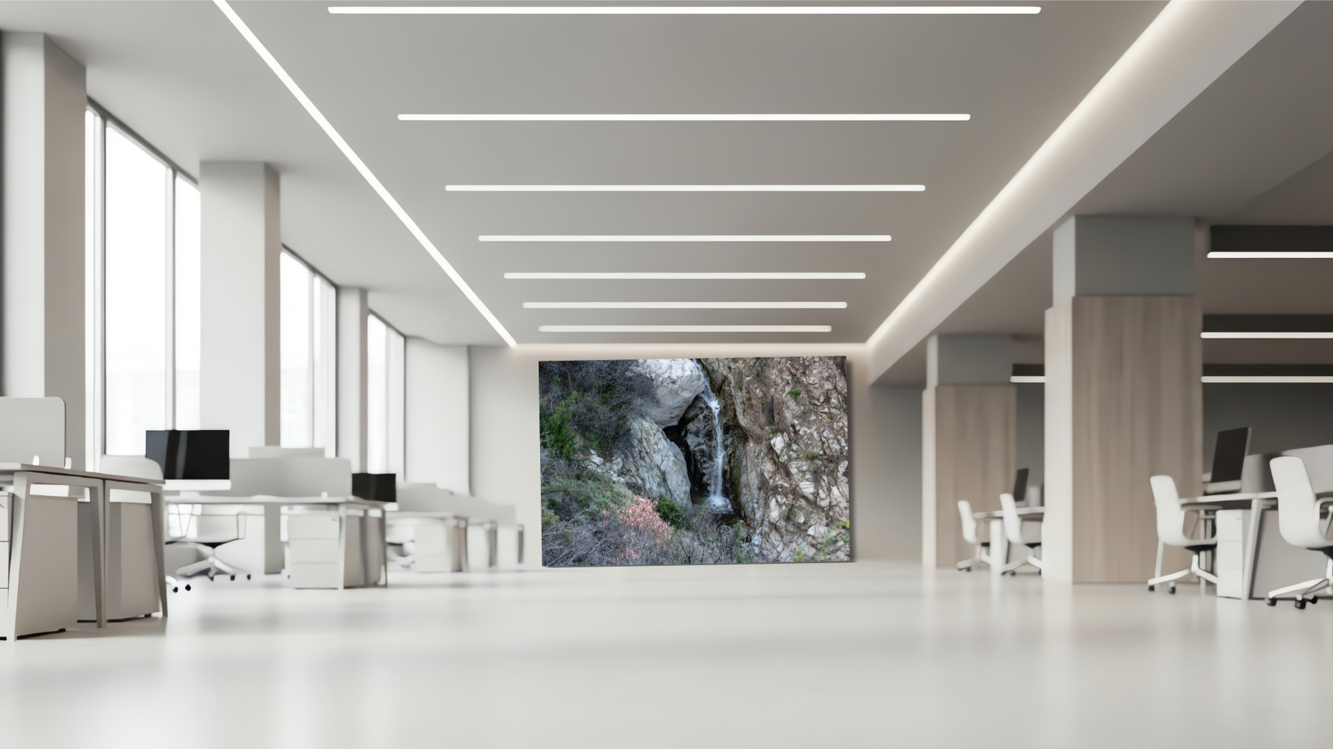 Southern California waterfall nature photography displayed as calming wall art.